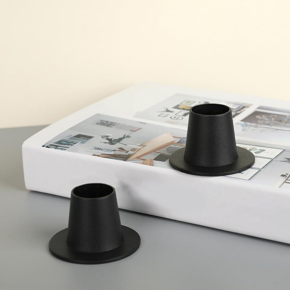 Homoyoyo 4Pcs Vintage Metal Candle Holders Retro Taper Candlestick Holders for Weddings Parties and Home Elegant Finish for Warm Atmosphere image number 5