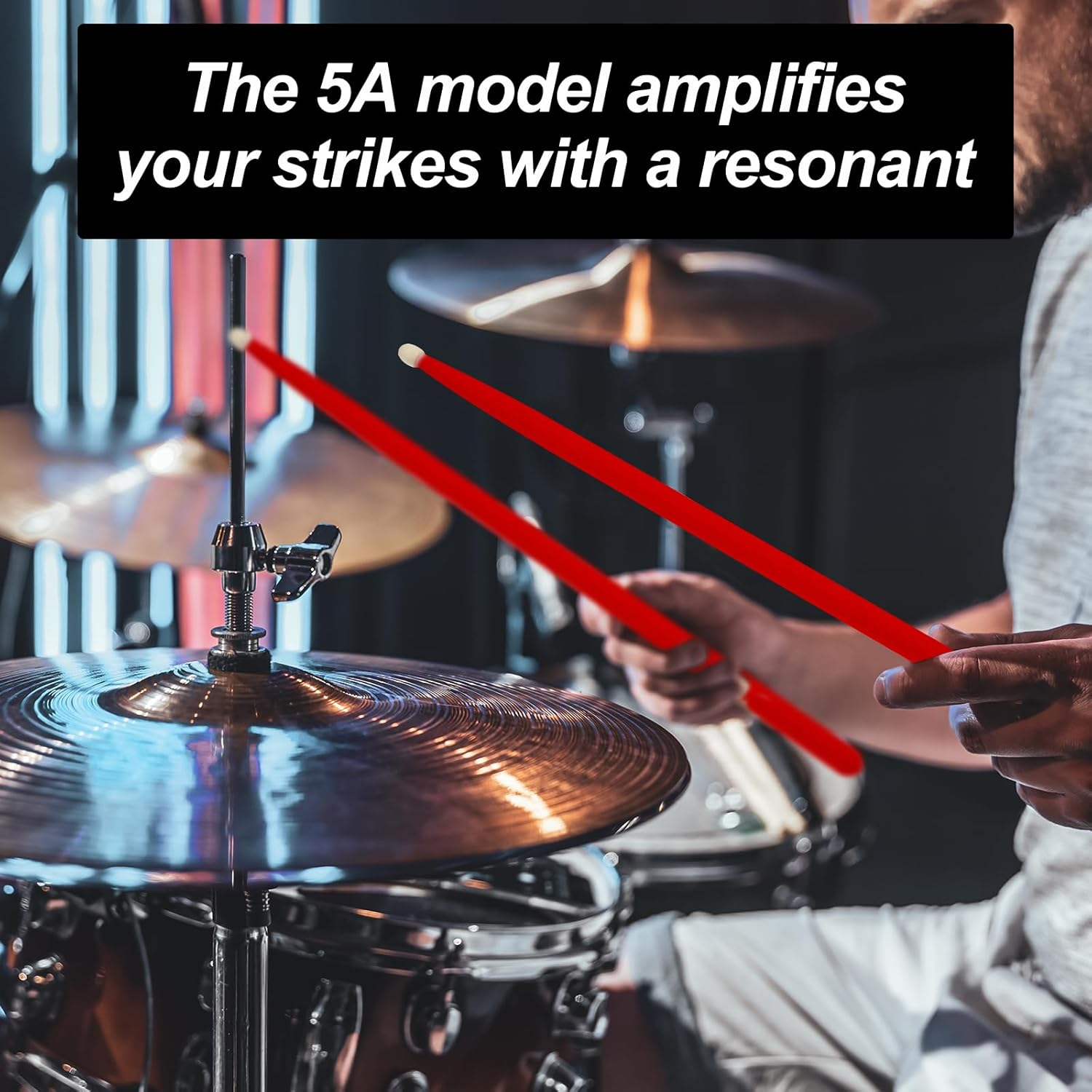 Cashbeat 5A Maple Wood Drumsticks, Non-Slip Grip, Classic Red Drum Stick for Kids Adults Beginner, Percussionists Drumming Accessories Musical Instrument image number 1