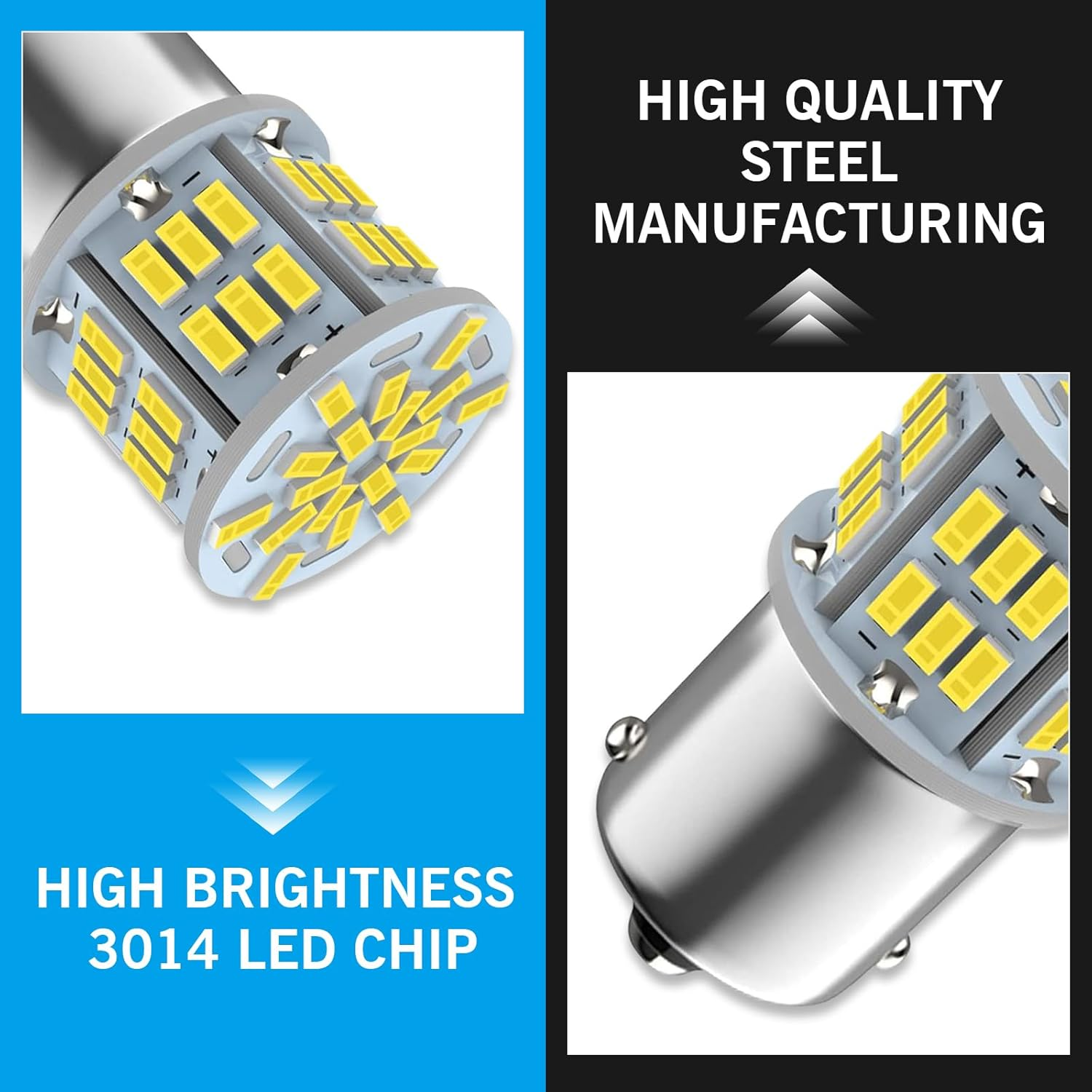 Waswale 2 PCS 1156 LED Bulb Reversing Light, Single Contact 6800K Super Bright Turn Signal Bulb, 1141 1003 7506 BA15S Bulb, Universal for Most Cars (White) image number 3