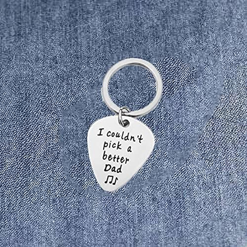 Fathers Day Birthday Gifts from Daughter Son Kids - I Couldn'T Pick a Better Dad Guitar Pick Keychain for Dad Papa Custom Gifts for Daddy Christmas Presents for Father image number 1