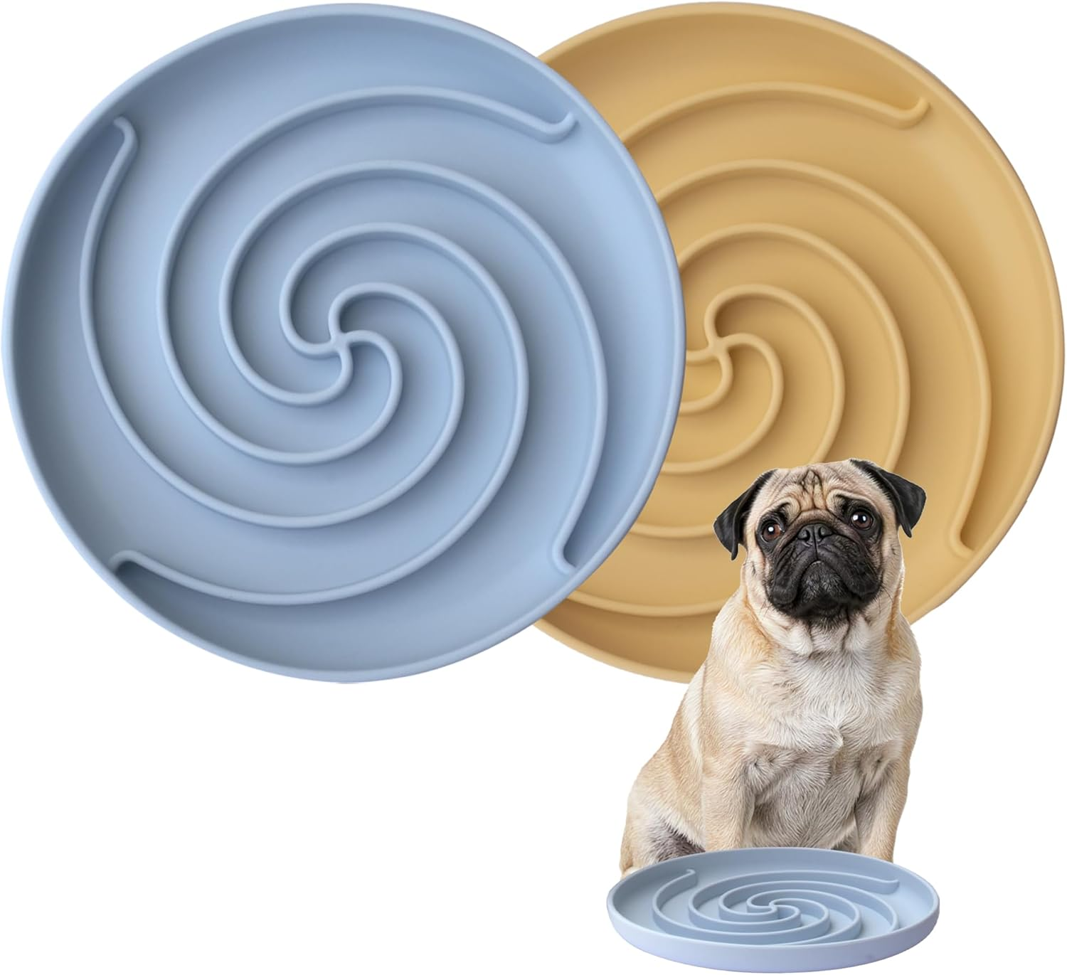 Bifeaw Dog Puzzle Bowl - Silicone Slow Feeder Dog Bowls for Healthy Eating - Puppy Slow Feeder Non-Slip Design Dishwasher Microwave Safe for All Breeds Dogs (Grey-Green)