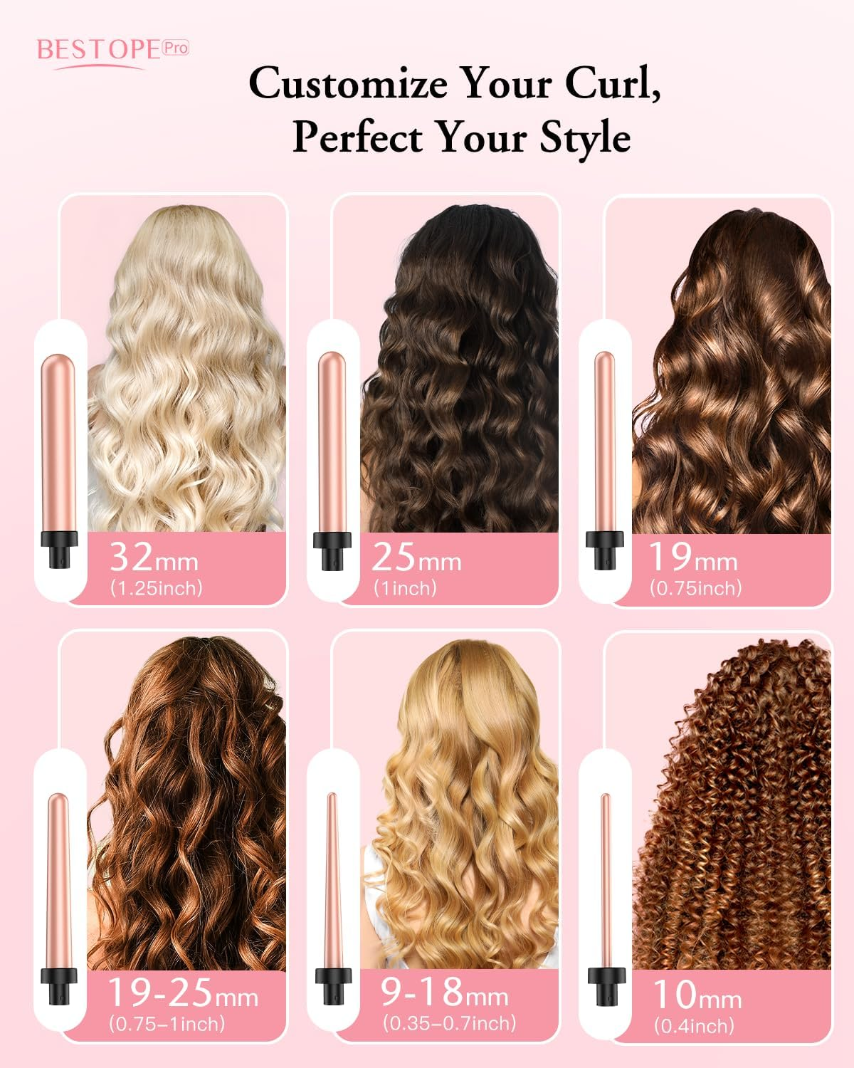 Curling Iron Large and Small Curling Iron Set 6 in 1 Various image number 4