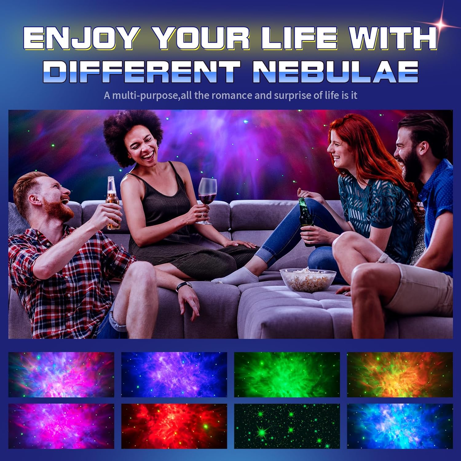 Astronaut Star Projector Night Light - JUIARA Space Projector Galaxy Starry Nebula Ceiling Projection Lamp with Timer, Remote and 360&deg;Adjustable, for Kids Adults, Gaming Room Decor for Bedroom image number 1