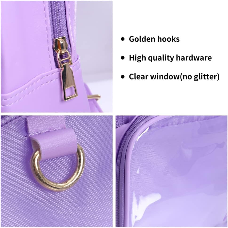 Ita Bag Clear Backpack Transparent Window Candy PU Leather Backpack Kawaii Pins for Anime Lolita Bag DIY Cosplay