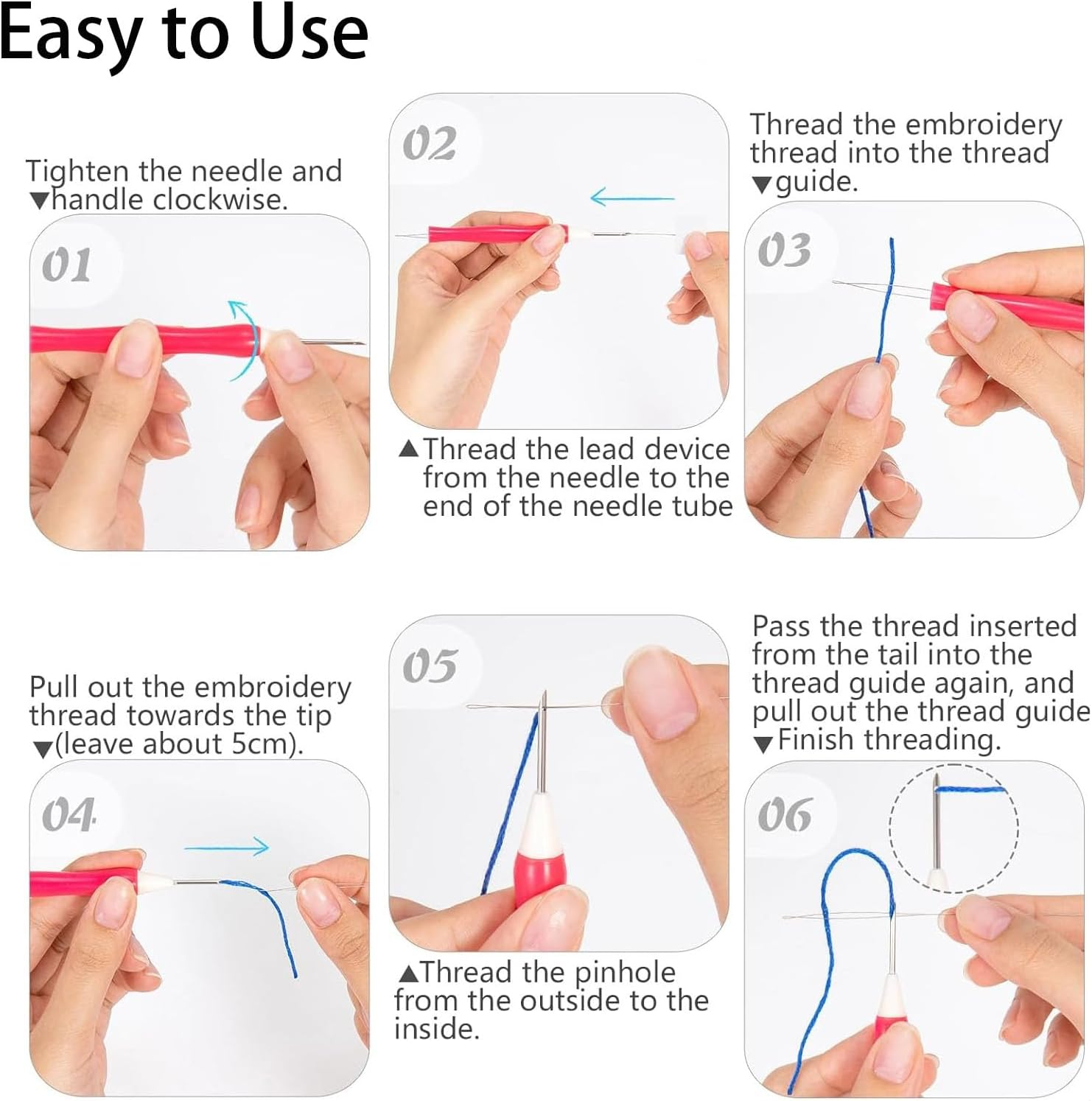 DONHUA 1Set Punch Needle Embroidery Starter Kits, Simple Casual Embroidery Kit for Beginners for Adult, Handcraft Punch Needle Kits with Embroidery Hoops
