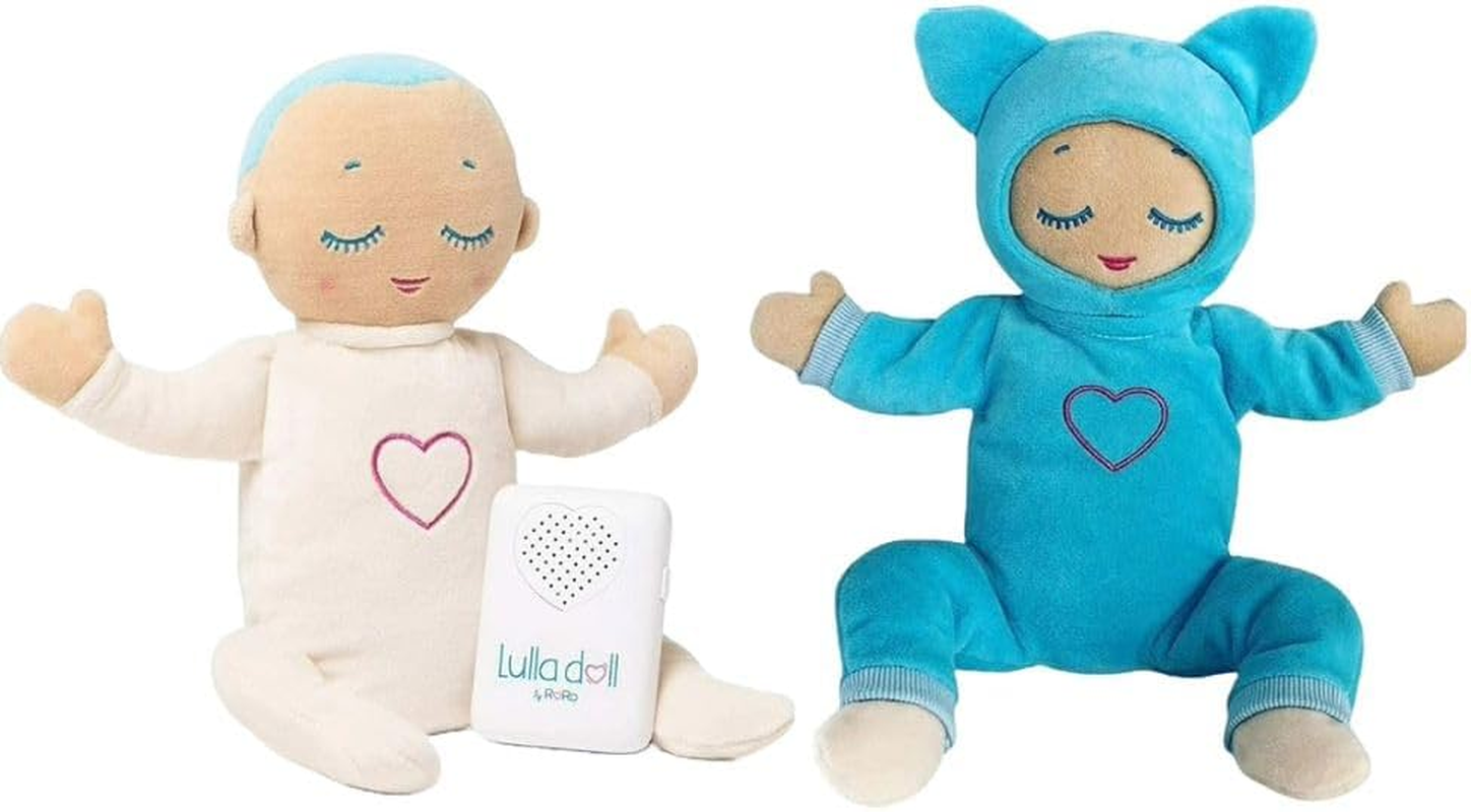 Lulla Doll Sky and Lulla Doll Blue Fox Cozy Outfit Bundle Baby Sleep Aid Newborn Essentials Portable Sound Machine Perfect Shower Gifts for Newborns Doll Accessories