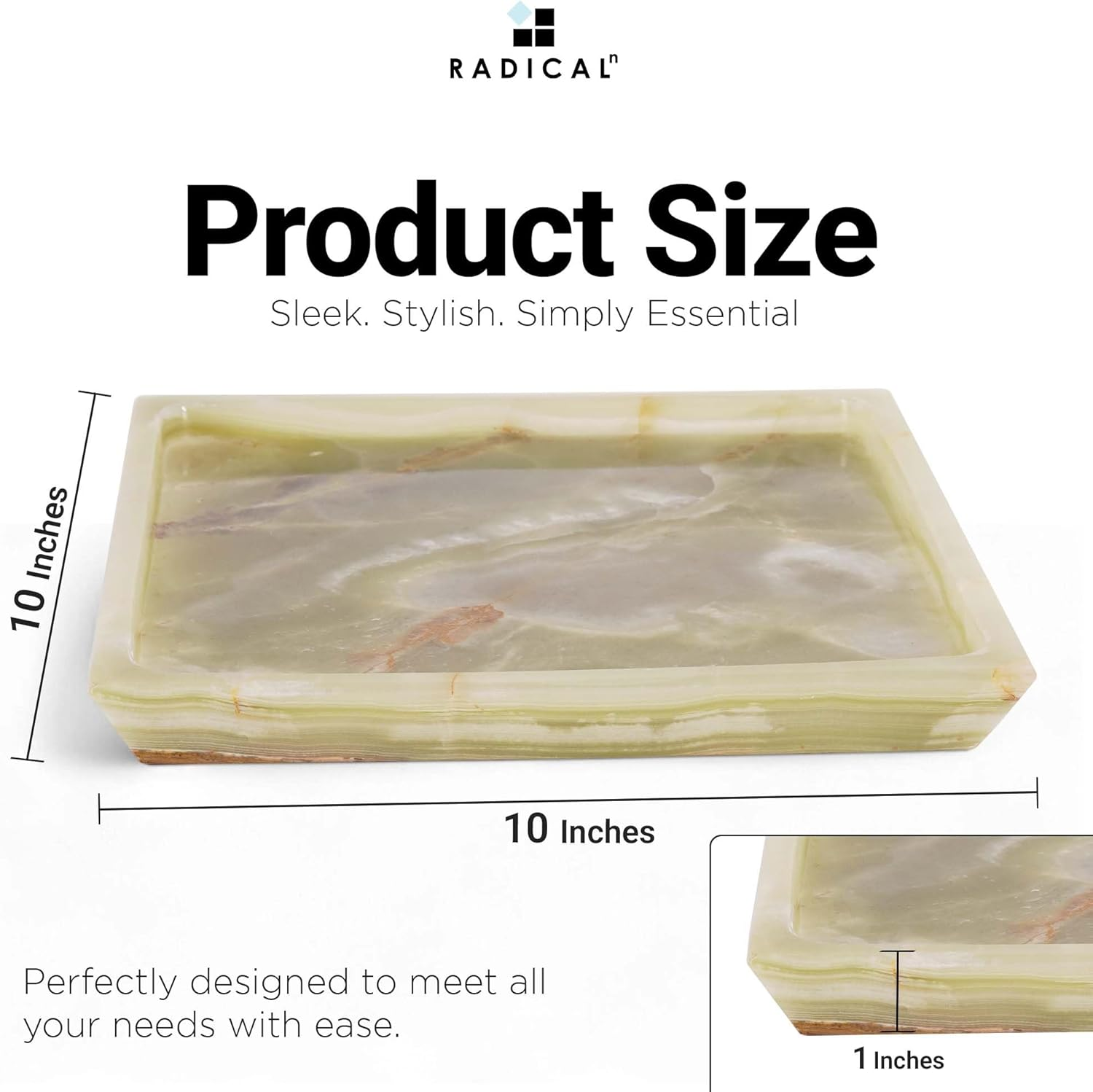 Radicaln Marble Serving Tray 10" Inches Green Handmade Square Tray for Party Supplies Ideal Food & Cafeteria Trays for Kitchen, Serving Dishes & Platter - White image number 5