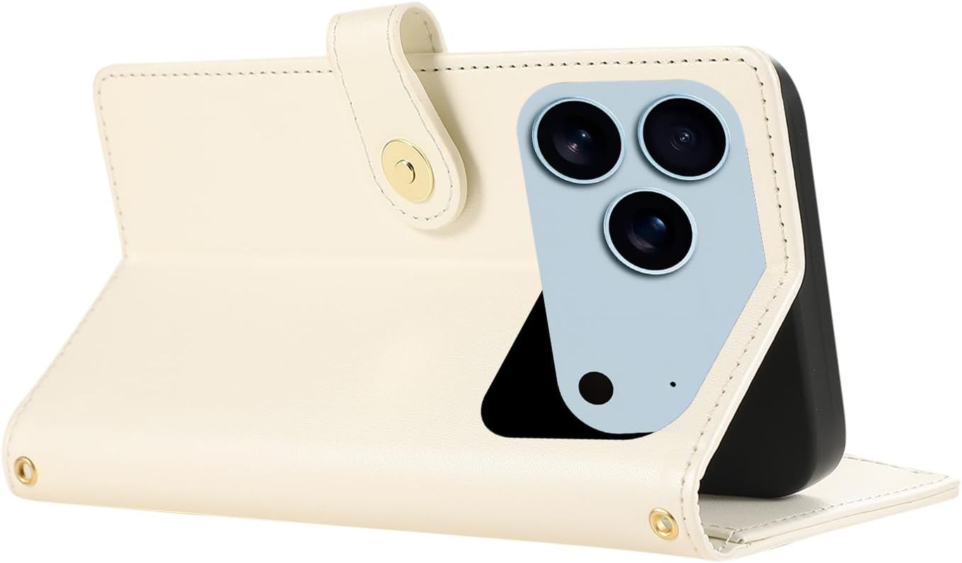 Vaitasy Compatible with Mobile Phone Case Iphone 15 Pro Zip Case Business PU Leather Flip Case for Iphone 15 Pro Protective Case with Card Slot Stand White image number 6