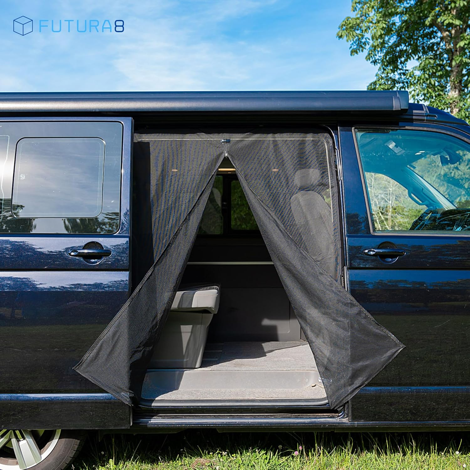 FUTURA8 Mosquito Net Van Camper Compatible VW T5, VW T6 - Magnetic Door Mosquito Net, Camper Van Accessories, Camper Van Accessories, Mosquito Net Curtain Exterior Door, Mosquito Nets image number 2