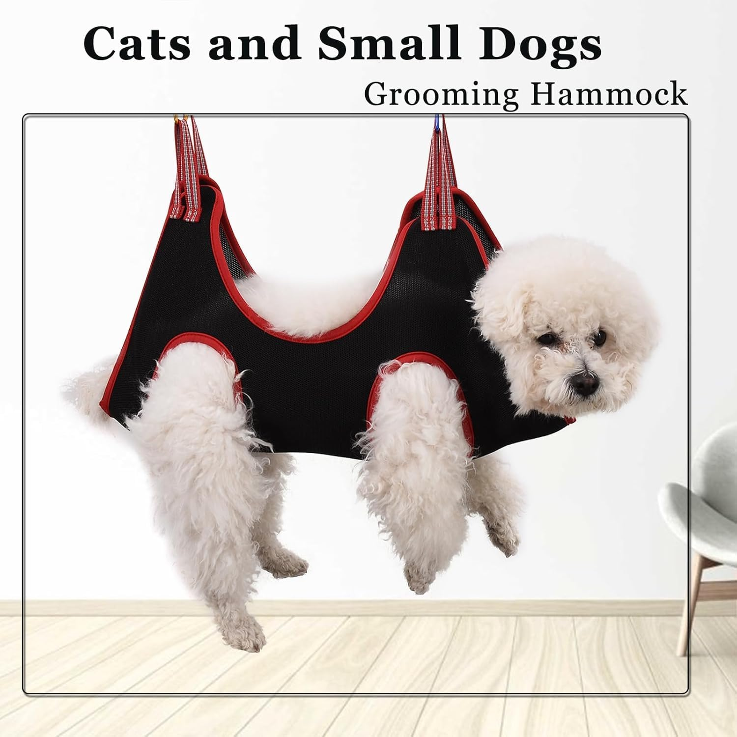 Pet Grooming Aid: Dog and Cat Hammock Restraint Harness, a Helper for Nail Trimming and Ear/Eye Care (S Size, 8.5", Breathable) image number 1