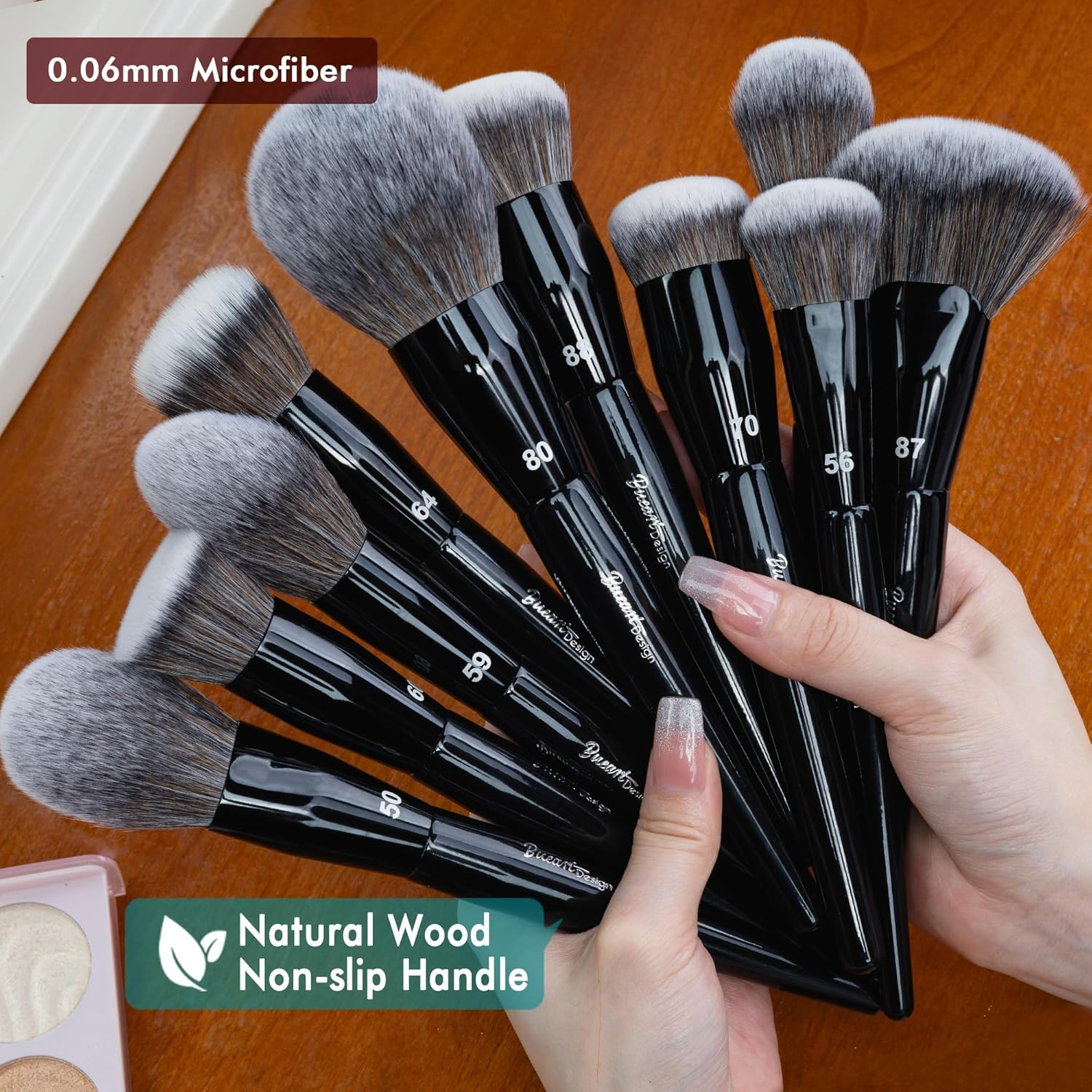 Bueart Design 32Pcs PRO Grade Makeup Brushes Set with Super Large Holder, Premium Ultra-Soft Synthetic Foundation Contour Powder Blush Concealer Eyeshadow Classic Black Make up Brush image number 6