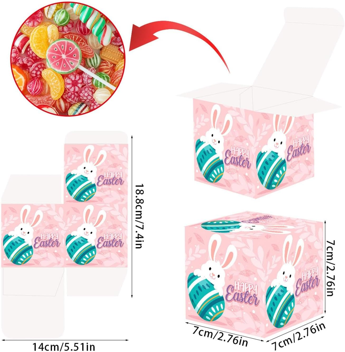 Easter Candy Box, Easter Goodie Boxes, Reusable Easter Boxes, Happy Easter Treat Bags, Easter Egg Hunt Boxes, Easter Treat Bags for Kids, Easter Supplies, Set of 12 Easter, Easter Cooking for Kids image number 1