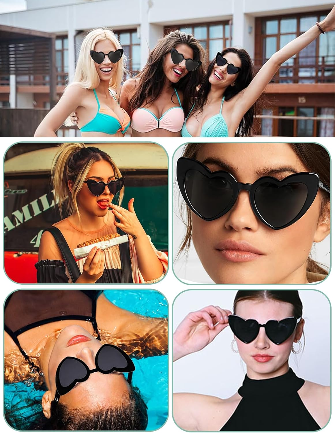 15 Pairs Heart Glasses for Women, UV 400 Protection Heart Shaped Glasses, Cute Heart Glasses Vintage Style Eyewear for Ladies, Fashion Party Decorations Supplies for Wedding Bachelorette