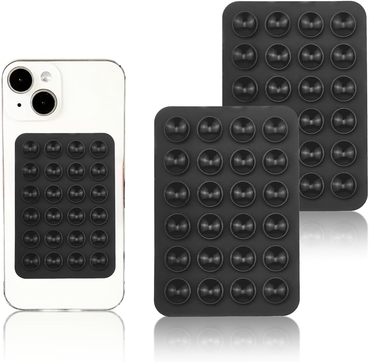 Rookii 2PCS Silicone Suction Phone Case Adhesive Mount,Leeneen 2.2&Prime; X 3.2&Prime;Hands-Free,Strong Grip Holder for Selfies and Videos,Durable,Easy to Use,For All Phone (Pink)