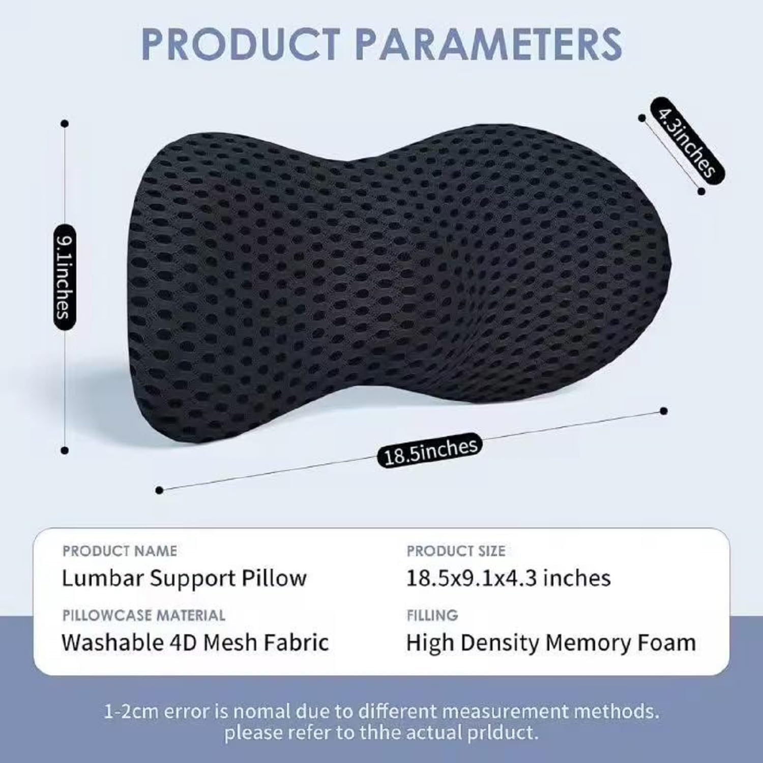 Lumbar Support Pillow Ergonomic Memory Foam Lumbar Pillow, Relieve Back Pain,Breathable & Detachable & Washable, Neo Cushion Lower Back Pillows for Office Chairs, Car Seats (Black) image number 6