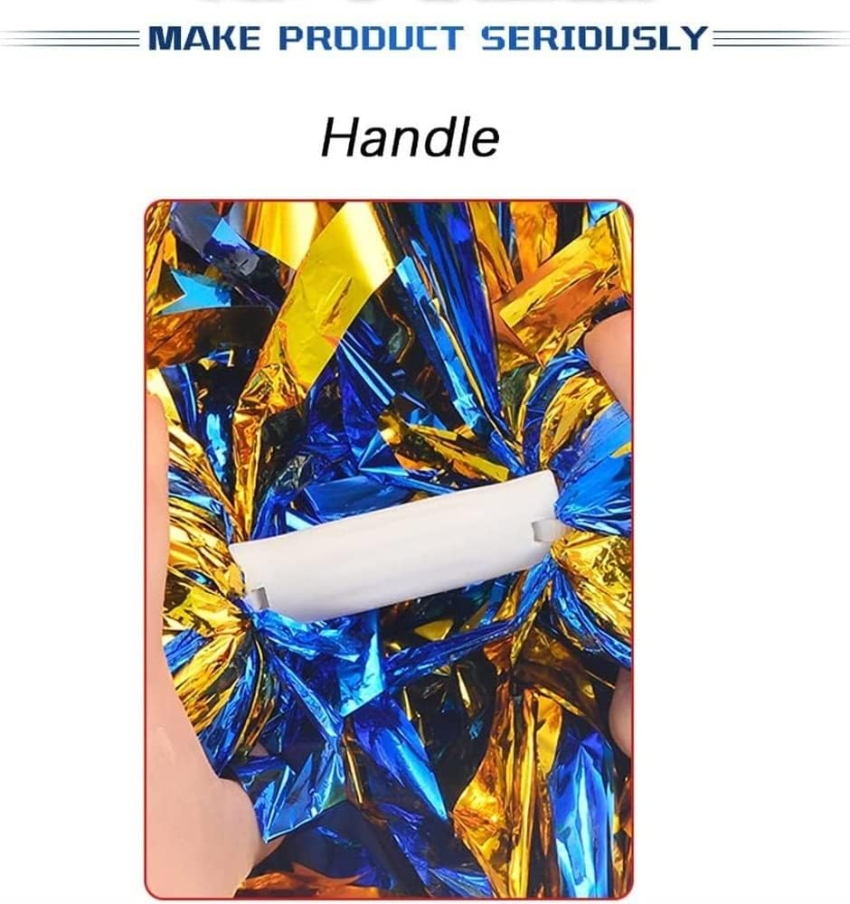 2 Pack Cheerleading Pom Poms with Handle, Metallic Foil/Matte Cheer Pom Poms, Cheerleader Pom Poms for Sports Party Dance Team Cheering Squad Spirit Kids Adult (Color : Black) image number 2