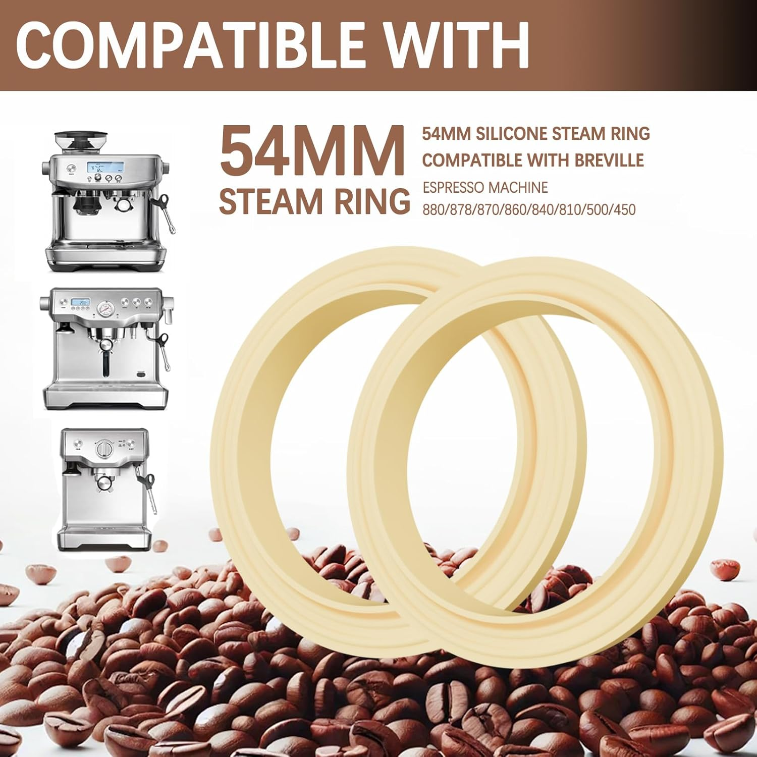 2PACK Group Head Seal Compatible with Breville Espresso Machine Parts Accessories, Breville BES 878/870/870XL/860/880/810/840/450/500 54Mm Gasket Replacement Steam Ring with Installation Tool image number 5