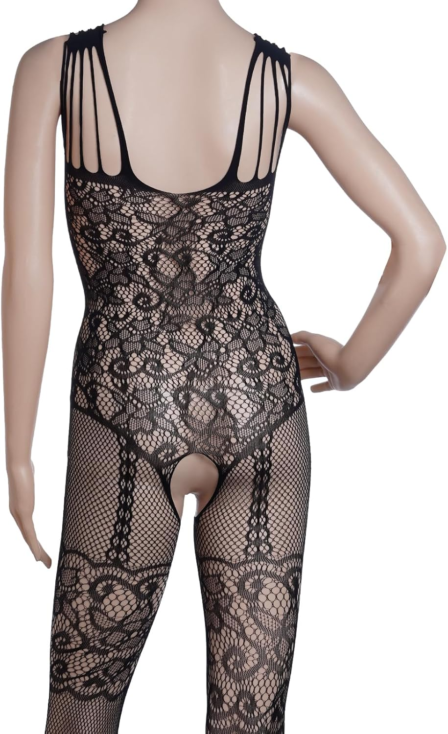 Fengek 3 Packs Women Fishnet Bodysuits, Stockings Lace Sleepwear Lingerie for Couple Dating Nightwear, Black, Black image number 1