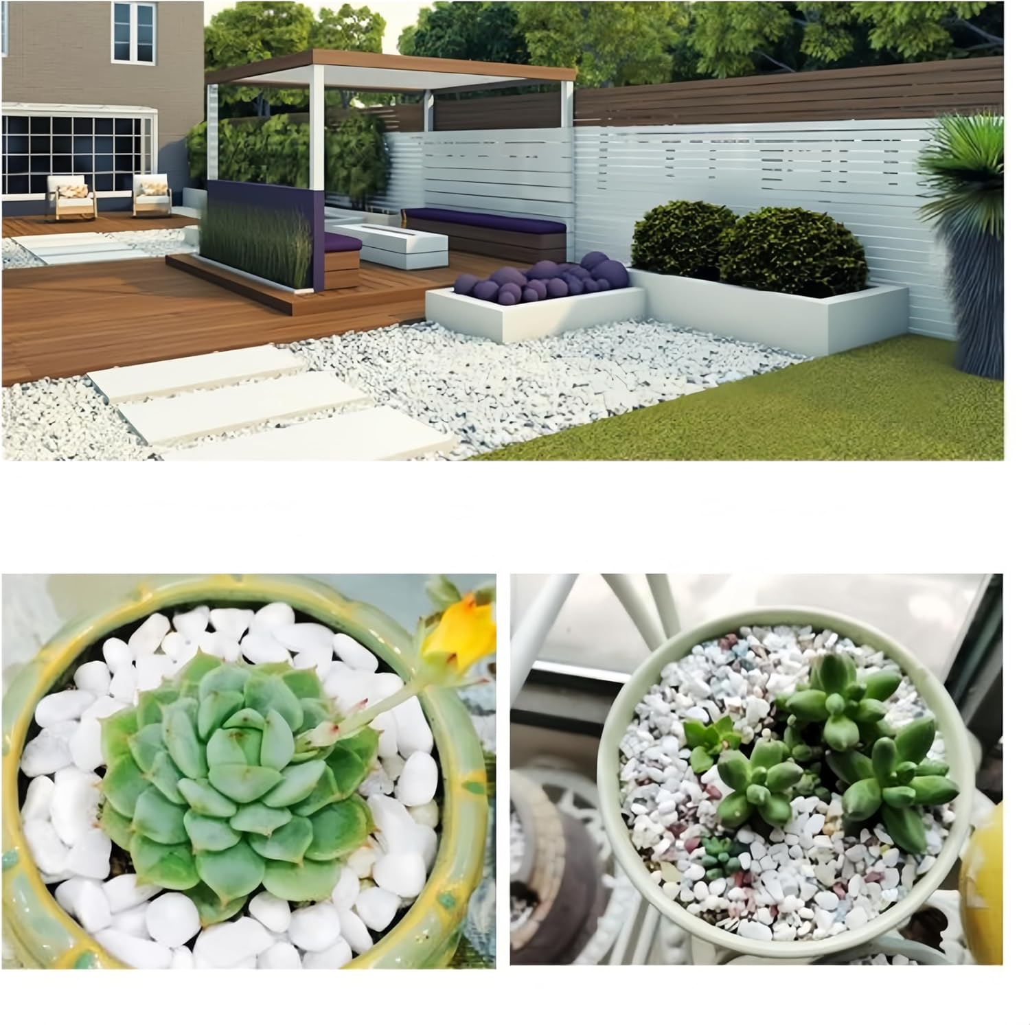 White Pebble, White Pebble Plant, 1-3Cm White Gravel for Indoor Plants, River Rocks Pebbles for Plants, Home DIY Decor, Aquarium Gravel, Vase Fillers, Landscaping Outdoor Stones(1.65 Lb White) image number 2