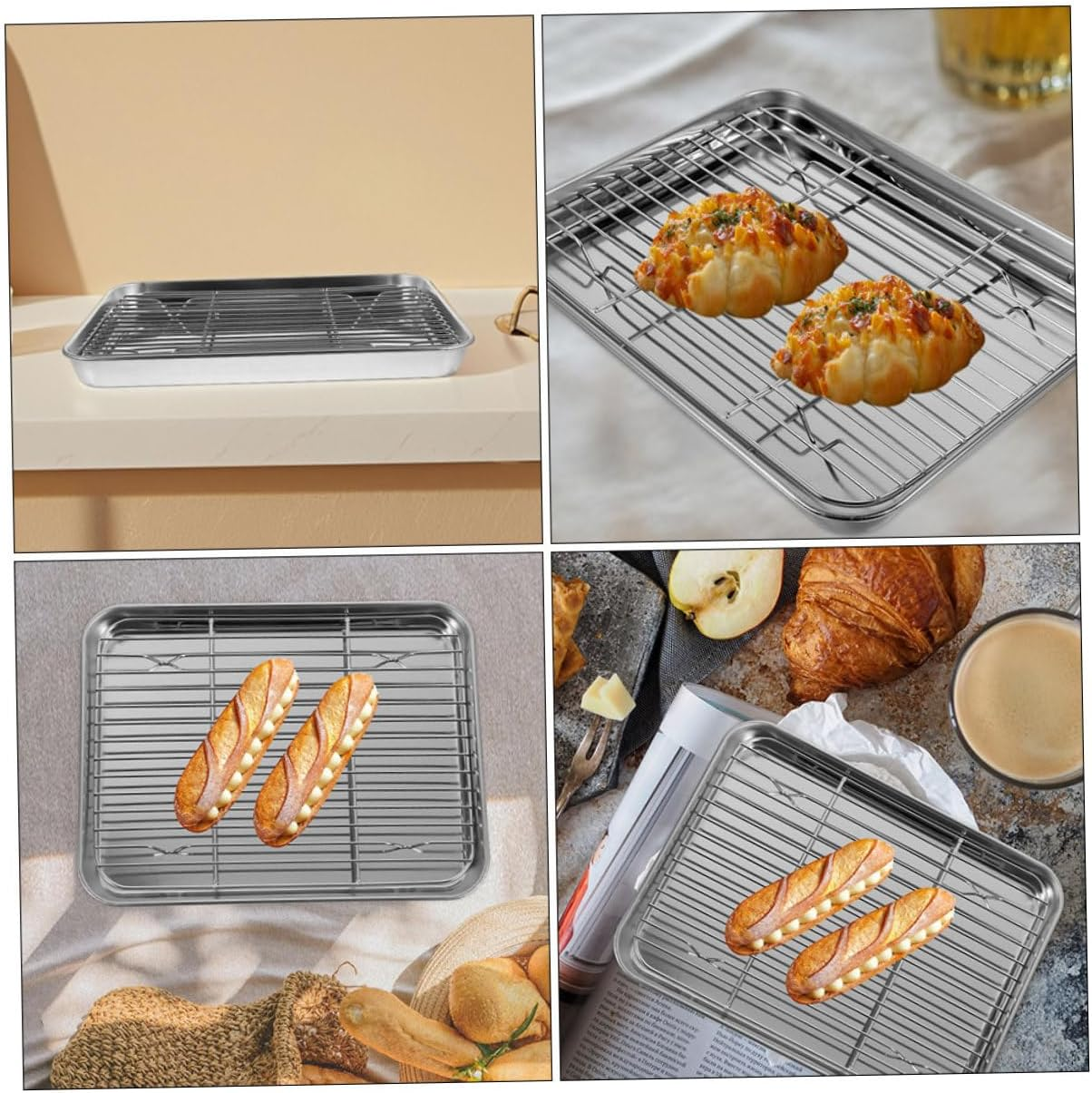 Cabilock 1 Set Stainless Steel Oil Drain Grid Versatile Baking Sheet Rack for Home Use image number 1