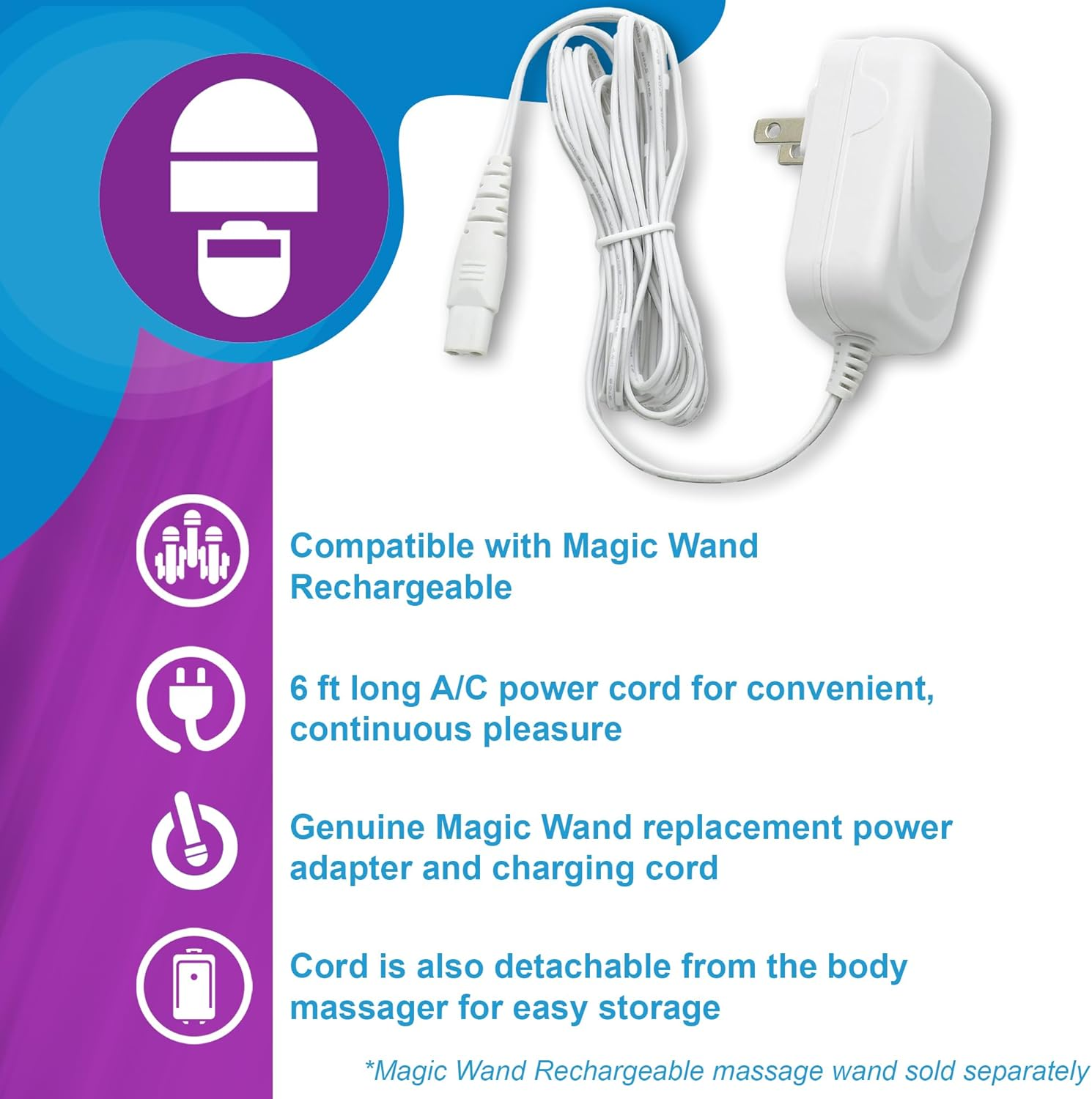 Authentic Magic Wand Massager Rechargeable HV-270 &ndash; Cordless Multi-Function Variable-Speed with Soft Silicone Head and Ultra-Powerful Motor for Deep, Rumbling, Muscle Relaxing Vibrations image number 3