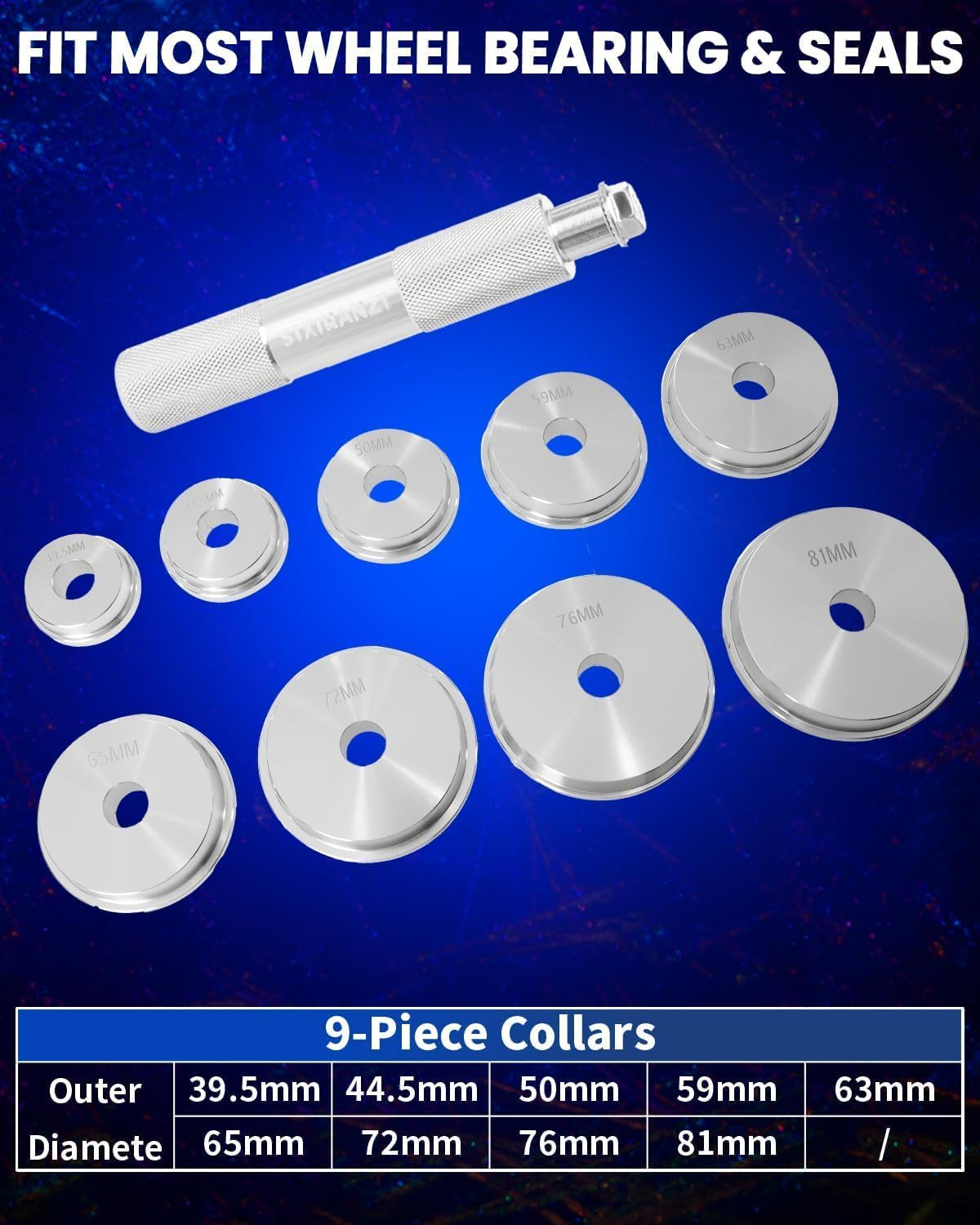 Bearing Press Kit, 10Pc Bearing Race and Seal Driver Set with Seal Driver and 9 Bearing Adapters, Seal Installer Bearing Driver Kit for Bearing Installation