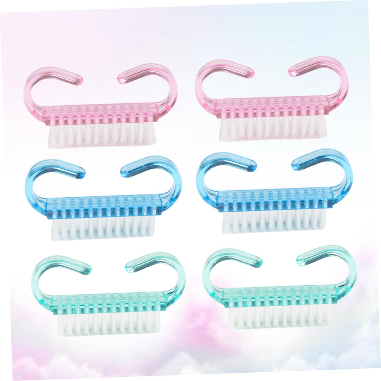 Mikinona 6Pcs Women Nail Brush Soft Bristle Hand Brush Nail Scrub Art Cleaning Tools Easy to Grip Handle Cleaning