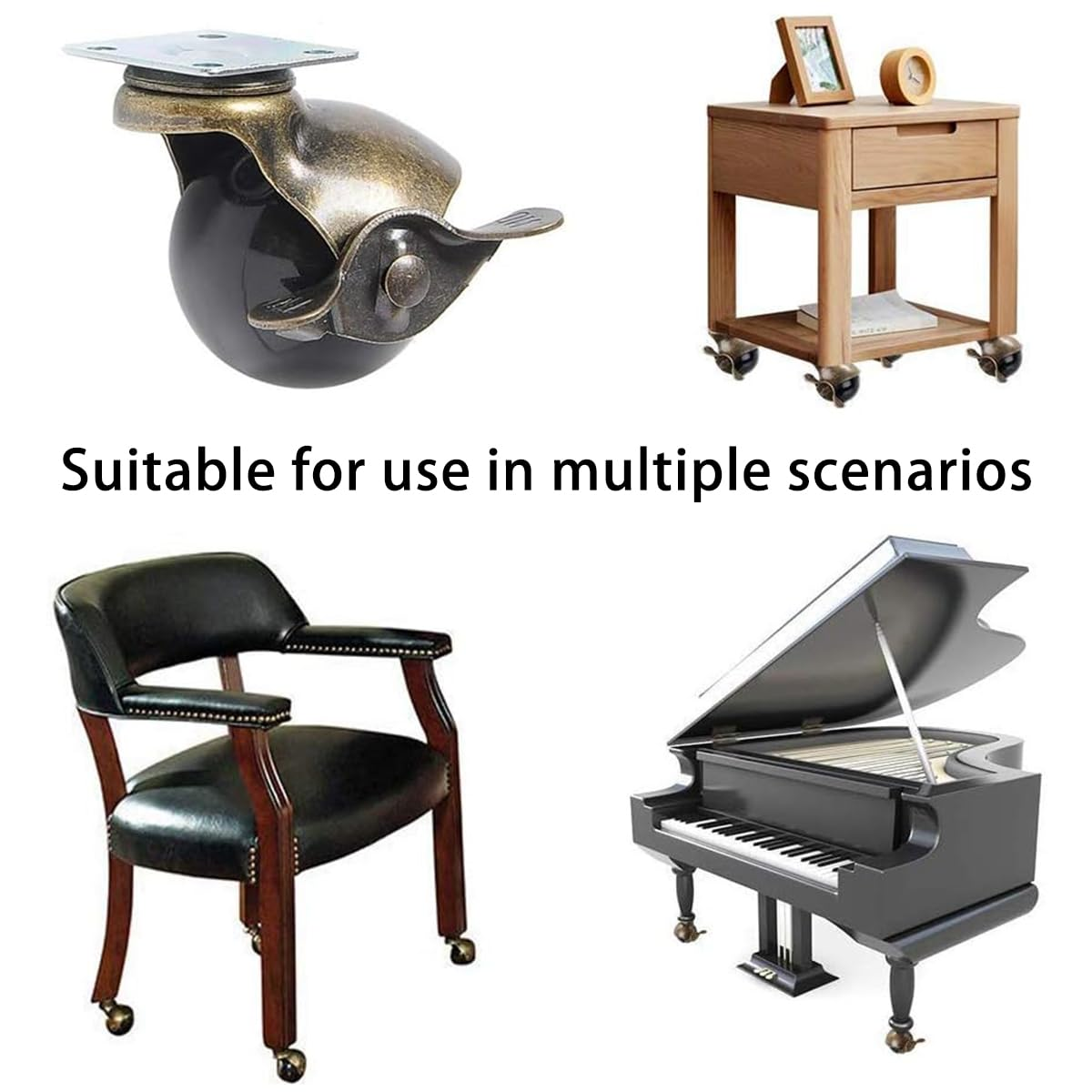 AIMALL (4 Pieces) 2 Inch Bronze PP Earth Wheel with Brake, Furniture Sofa Wheels, Spherical Universal Swivel Casters for Easy Movement and Control image number 3