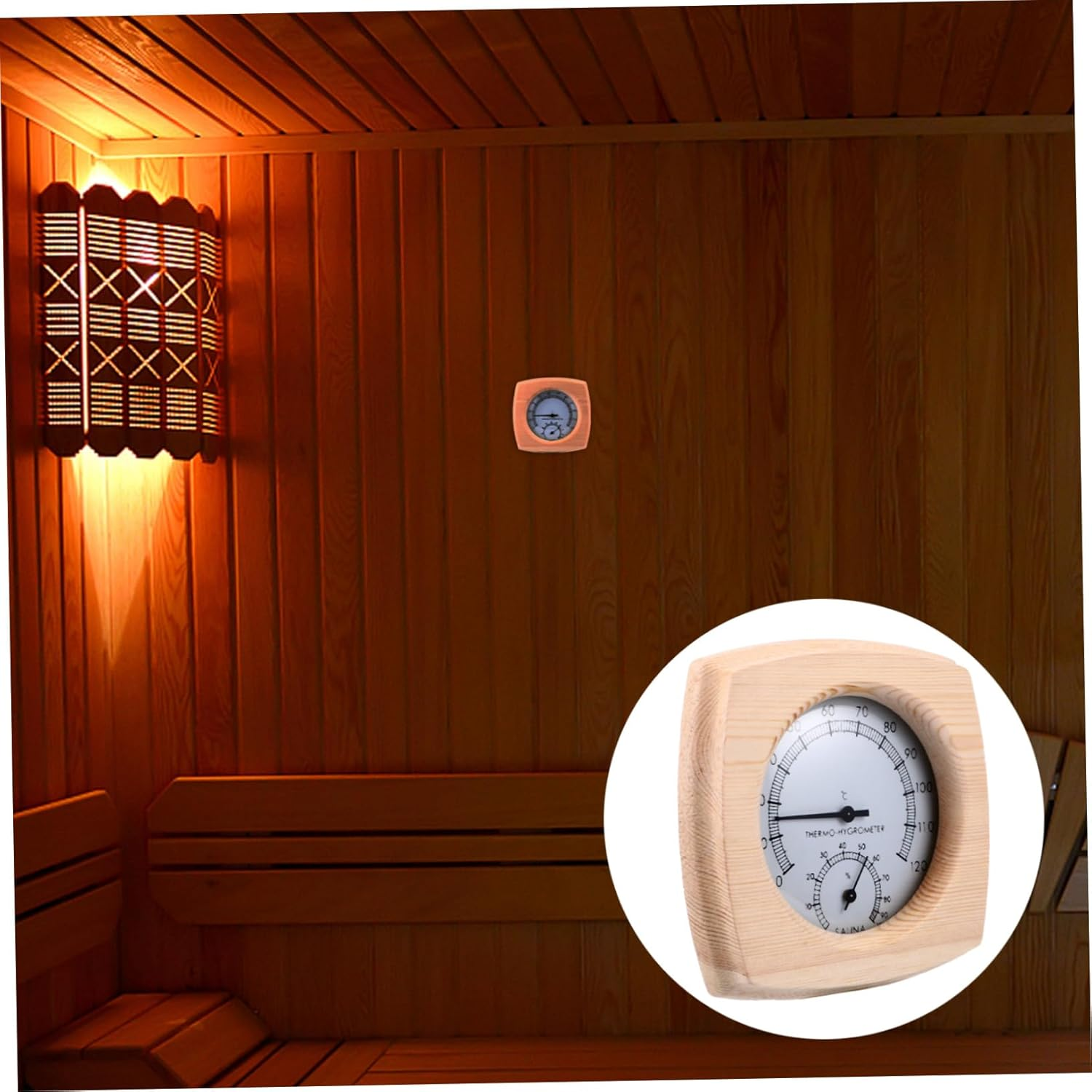 Kisangel Sauna Thermometer Hygrothermograph Wooden Thermometer and Hygrometer for Sauna Accessory image number 3