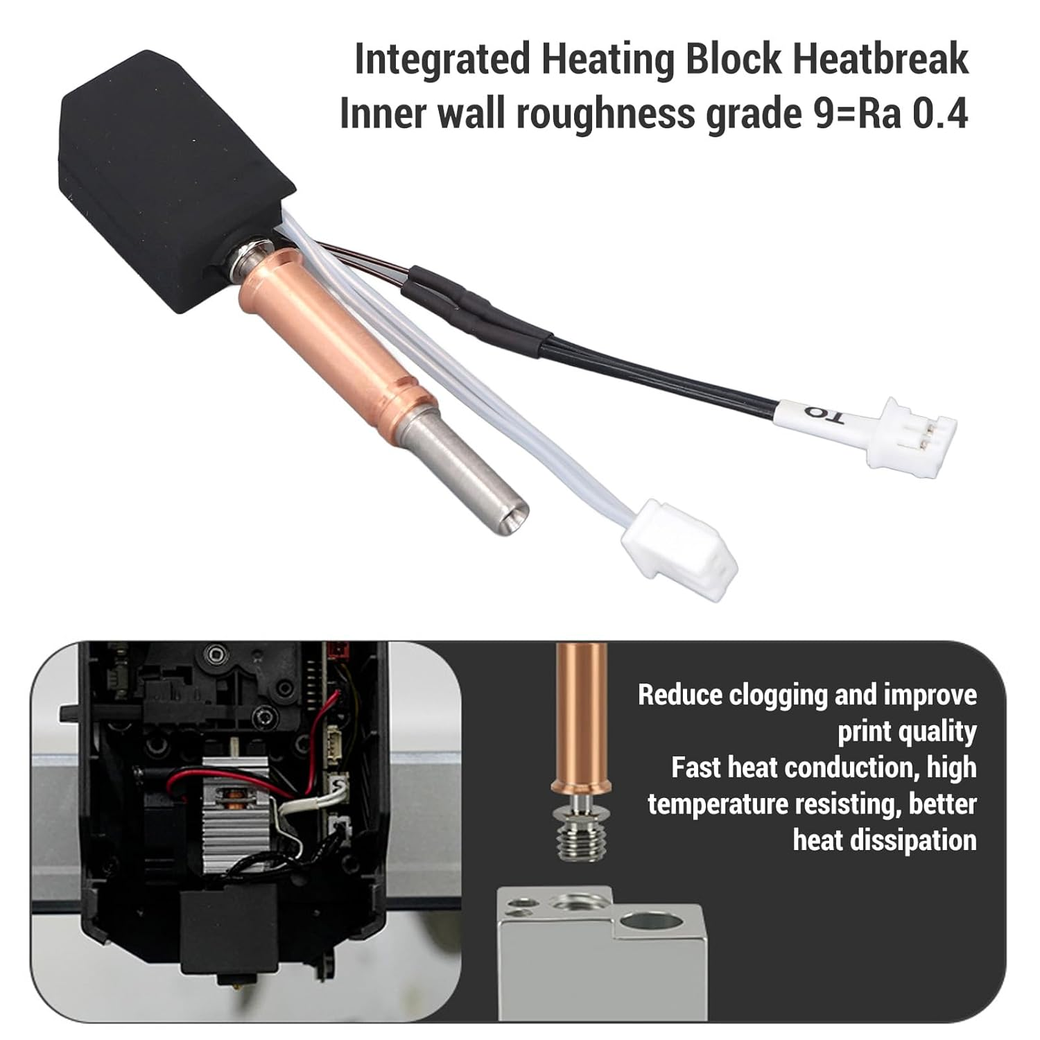 3D Printer Hot End Kit, Upgrade Ceramic Hotend Kit 0.4Mm Hardened Steel Nozzle, Assembled Hotend Kit 3D Printer Replacement Parts for Kobra 3 Printer, for Kobra 3 Combo image number 5