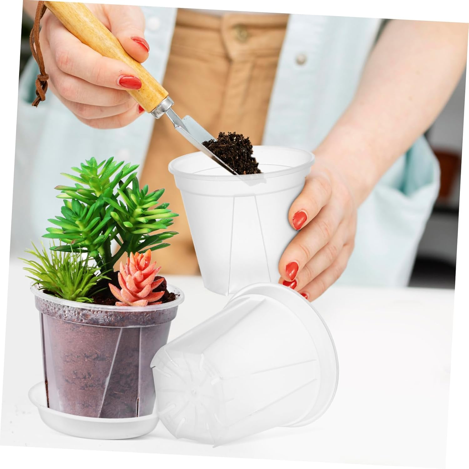 BUTIFULSIC 4Pcs Root Control Pots for Plants Plastic Planters Drainage for Outdoor Gardening image number 1