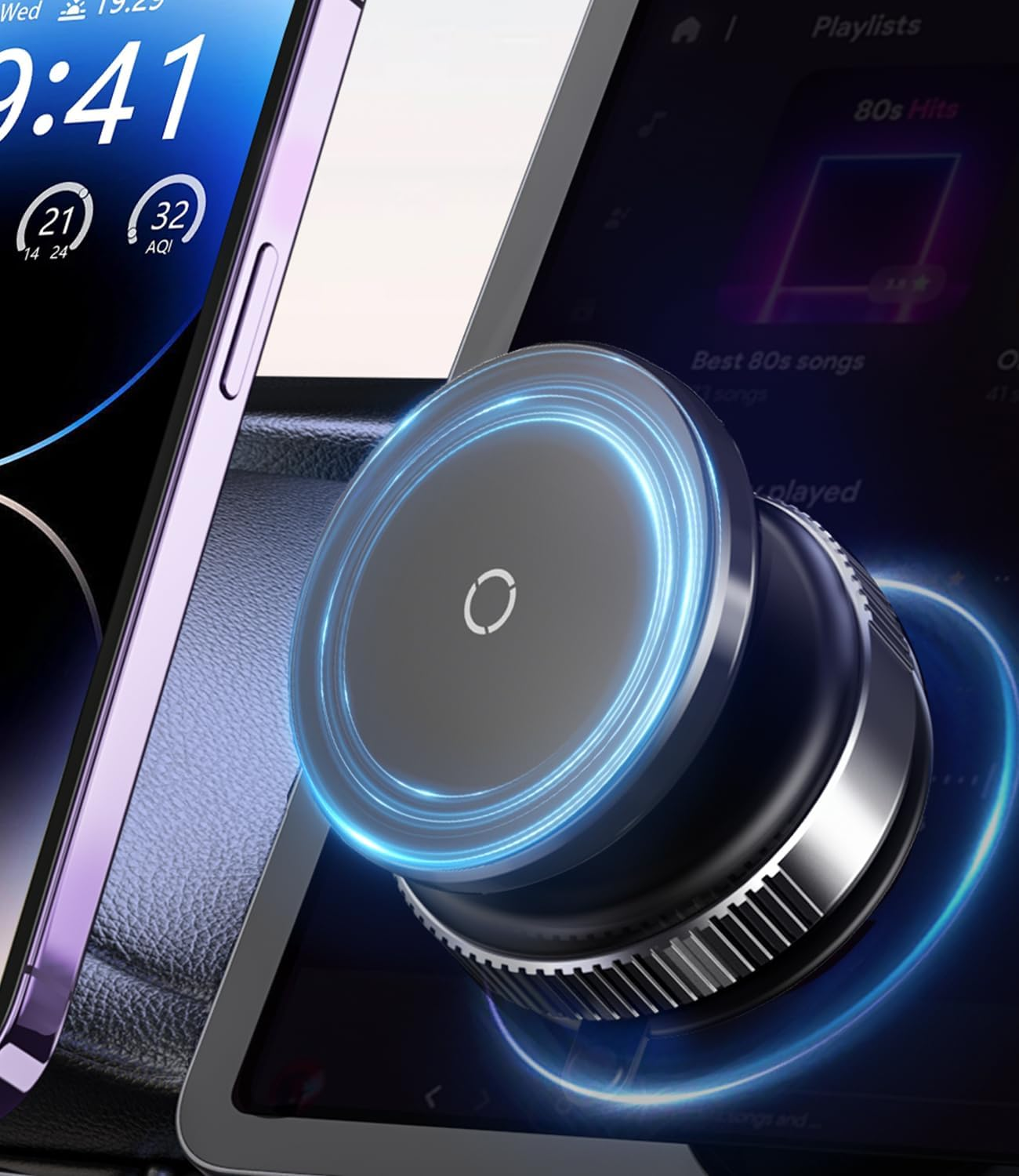 Cloudvalley 360&deg; Adjustable Magnetic Car Phone Holder with Rotating Suction Cup,[Compatible with Magsafe] Car Phone Mount for Iphone & Android, Strong Vacuum Suction for Dashboard & Windshield,White