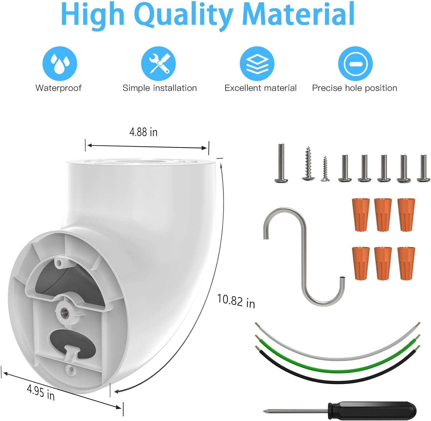 Floodlight Holder for Ring Floodlight Camera plus Cable & Floodlight Cam Wired Pro, Adjustable Eaves Mount Stand Holder for Blink Floodlight Camera, Floodlight Camera Eave Mount Accessories, White - Wei&szlig; image number 3