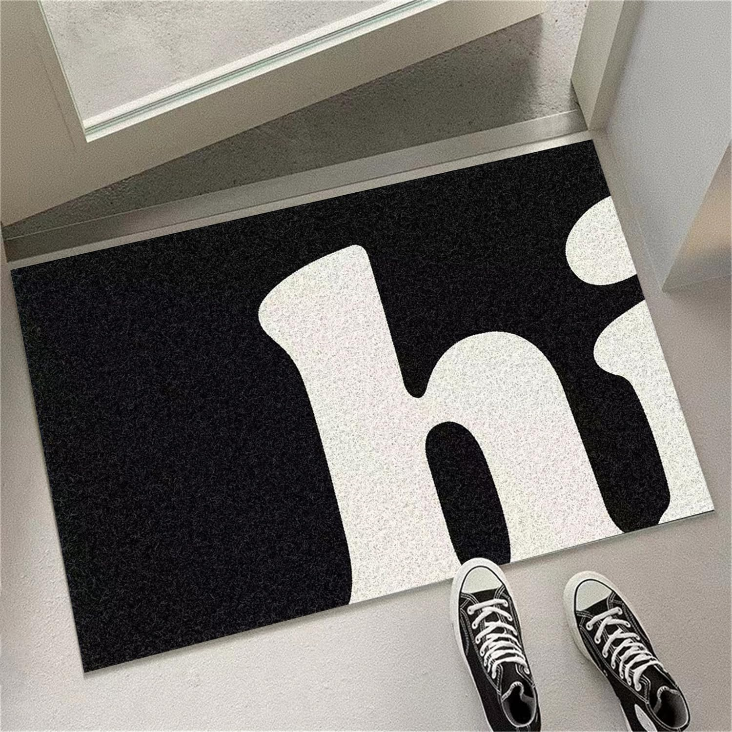 Hi Front Door Mat Outdoor Mud Absorbent, 50&times;80Cm Welcome Mat for Indoor & Outdoor, Doormat Entrance Mat Rug outside Patio/Inside Entry Way, Anti-Slip Mats Rubber Backing, Durable & Washable (Hi) image number 4