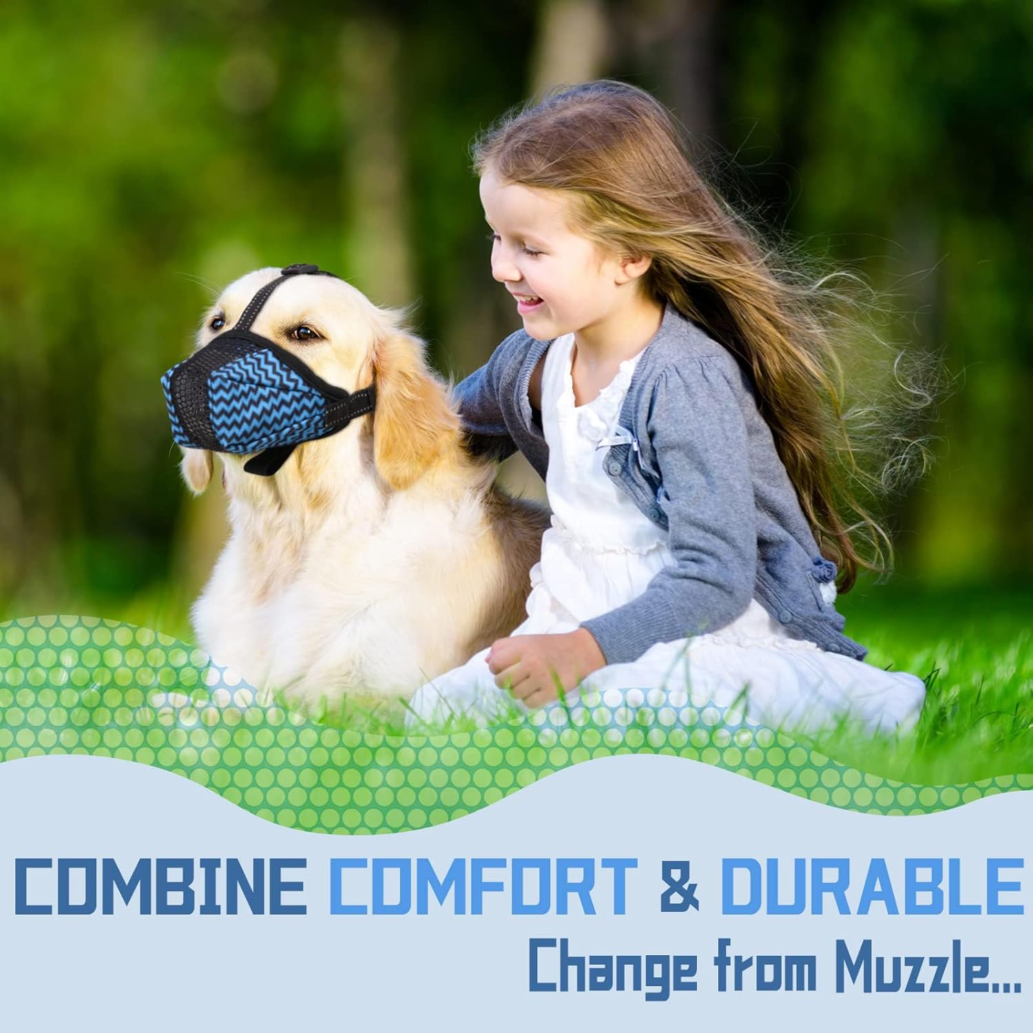 Calkrer Muzzle for Dogs, Nylon Muzzle Around, Dog Muzzle, Soft Mesh Muzzle for Large and Medium Dogs, Breathable image number 6