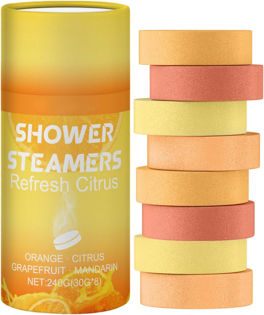 Tiaobug Citrus Scented Shower Tablets 8 Pack Revitalizing Bath Steamer Tablets for Relaxation and Fresh Fragrance Yellow One Size image number 6