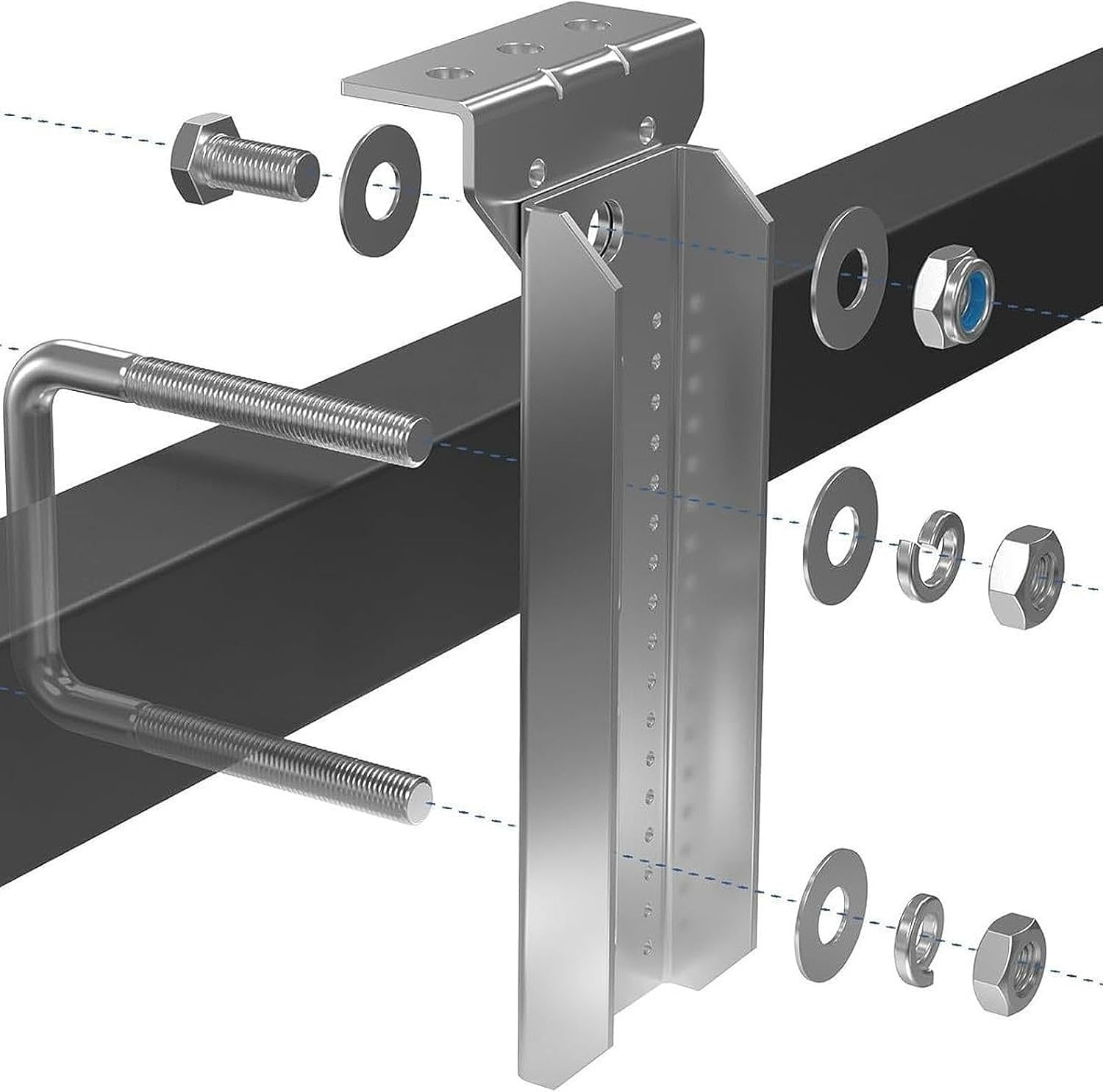 Generic 4Pcs 8Inch Boat Trailer Bunk Brackets Set Square U Bolts Spare Parts Heavy Duty Easily Install Professional with Hardware image number 6