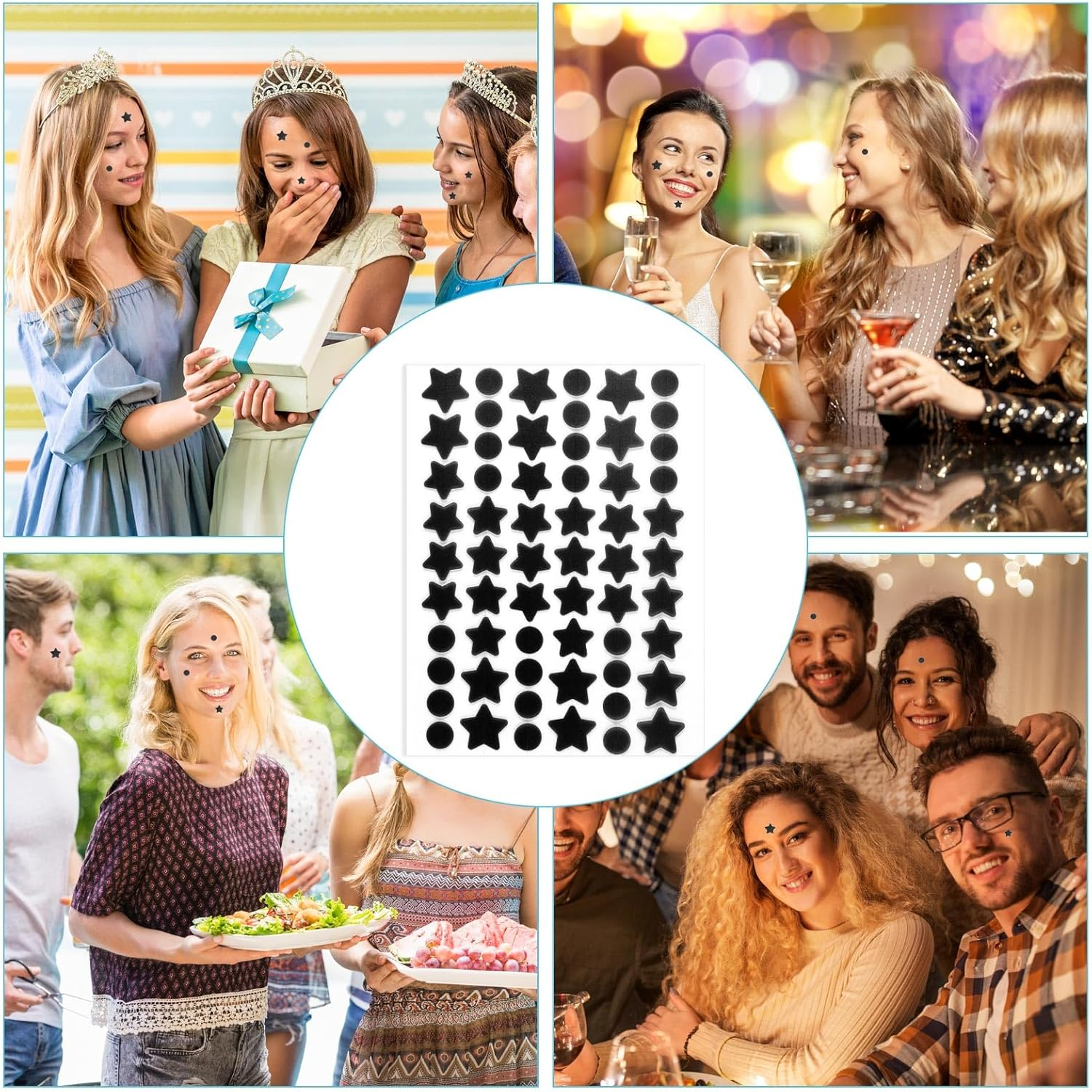 600Pcs Black Pimple Patches, 240 round Face Pimple Cover, 240 Small Star Acne Patch & 120 Big Star Acne Pad Pimple Spot Dots Stickers for Make up Party image number 5