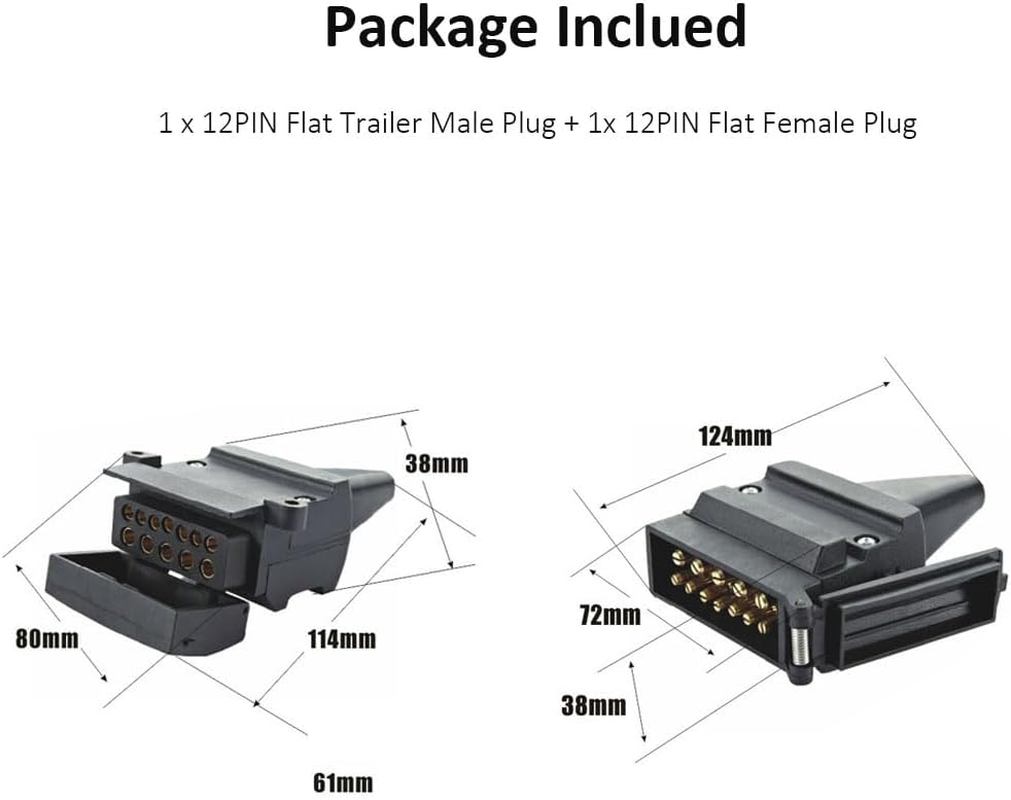 12 Pin Male Female Plug Flat Trailer Socket Trailer Socket Plug Set, Caravan Connector Adaptor for Trailer Caravan Tent Toolbox image number 4