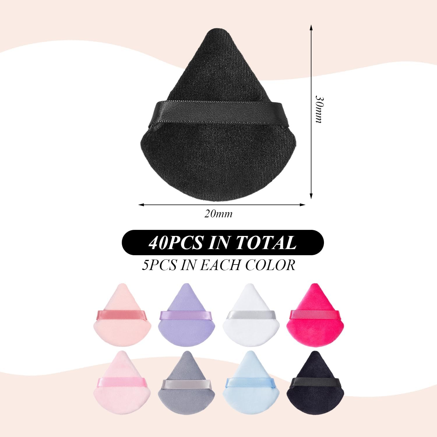 40 Pieces Triangle Puff, Make-Up Sponge, Mini Puff, Make-Up Tools, Portable Puff image number 3