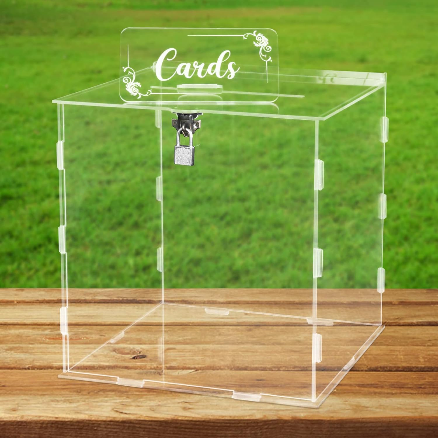 Clear Card Box for Wedding Reception,Acrylic Blank Wedding Card Box for Party, Anniversary,Wishing Well, Money Box Holder