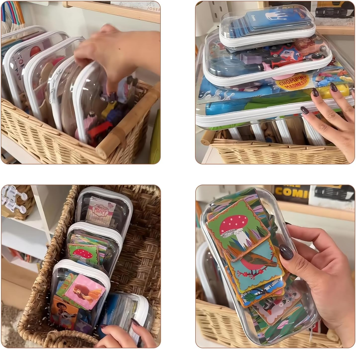 Clear Hard Shell Zipper Case,3Pcs Transparent Clear Zipper Pouches,Hard Side Plastic Case Set,Portable Travel Storage Organizer Bins image number 1