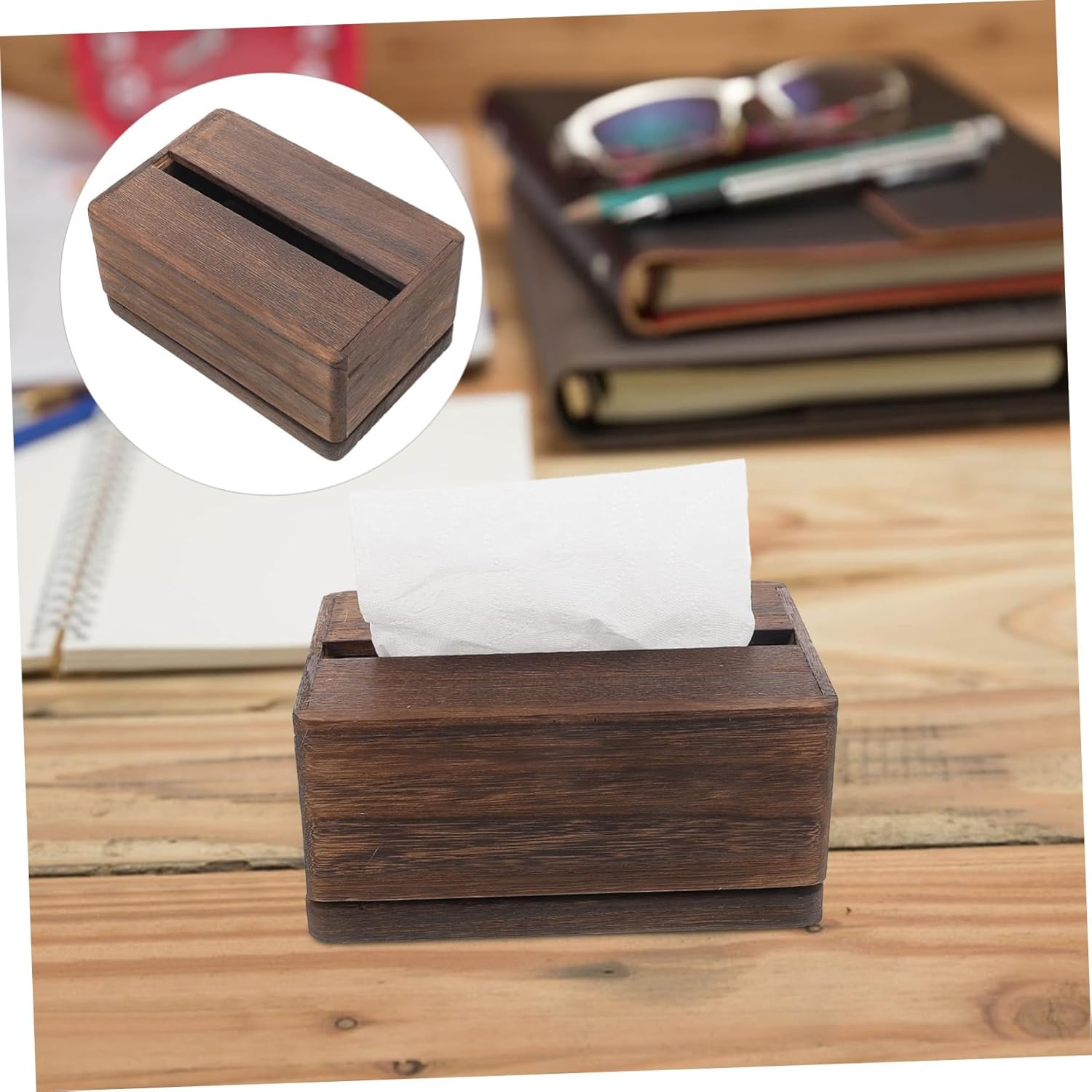 Wooden Tissue Box Napkin Dispenser Modern Tissue Holder Decorative Box image number 5