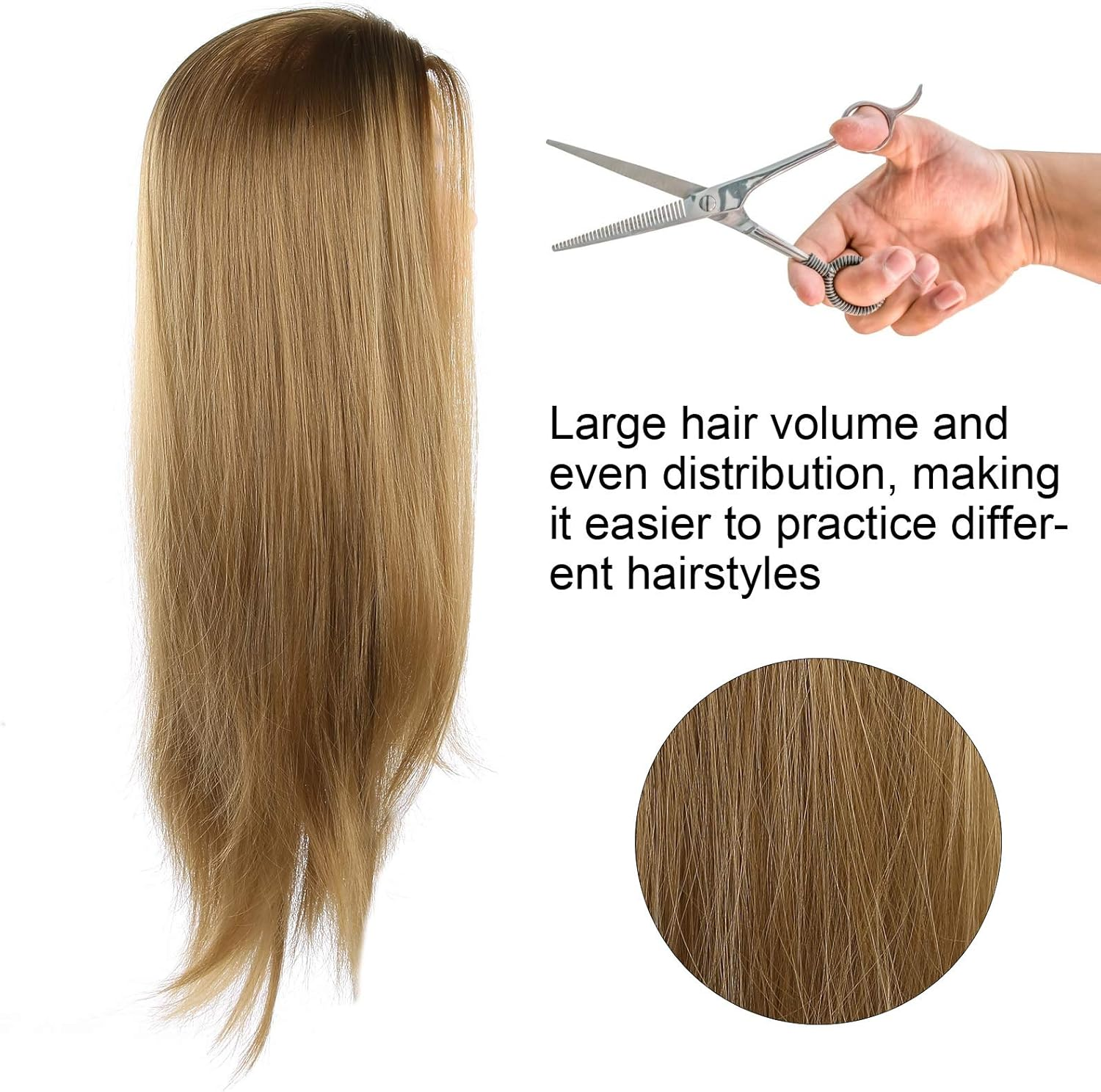 Marhynchus Mannequin Head Practice Manikin Cosmetology Doll Hairstyling Training Head with Fiber Hair for Hairdressing Styling Cutting Weaving Designing Dyeing