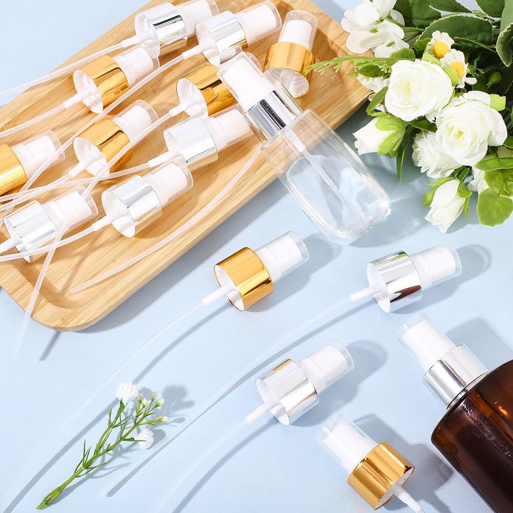 WEBEEDY Pack of 20 2 Colours Spray Bottle Caps 24/410 Fine Spray Atomiser Reusable Nozzle Spray Head Replacement for Perfume Cosmetics Garden Cleaning Christmas (Gold Silver) image number 1