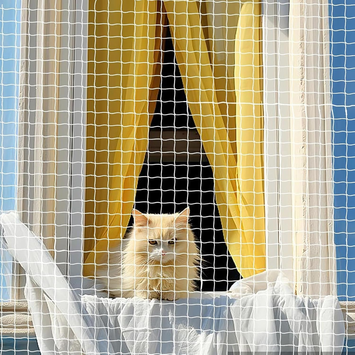 Transparent Balcony Cat Net, Cat Protection Net Made of Transparent Nylon, Cat Grid Balcony, 3 X 4 M, Cat Net for Balcony, No Drilling, Cat Net Wire Reinforced, for Balcony, Patio