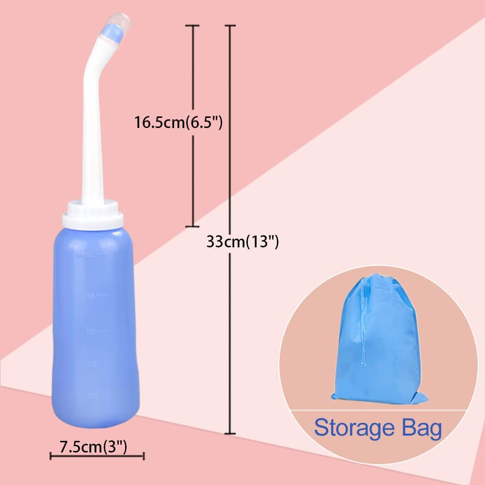 Handheld Personal Bidet Bottle, Bottle for Gentle Postpartum Care and Cleansing, Feminine Care, Perineum 500Ml Portable Travel (Blue) , Resistant to 100Degreec,Bonus Bag, (FXQ-120) image number 3
