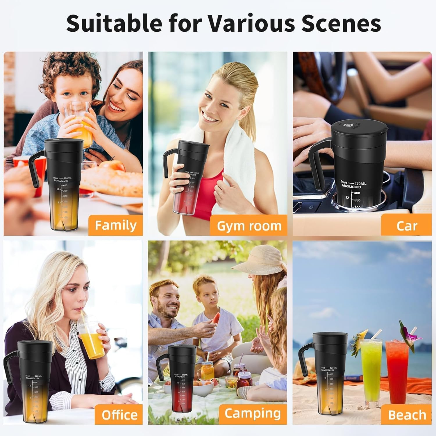 Portable Blender Smoothie Maker, USB-C Rechargeable Personal Size Blender with 6 Ultra Sharp Blades, Fresh Juice Mixer, Bpa-Free Plastic Bottle for Outdoors Travel, Sports, Kitchen image number 3