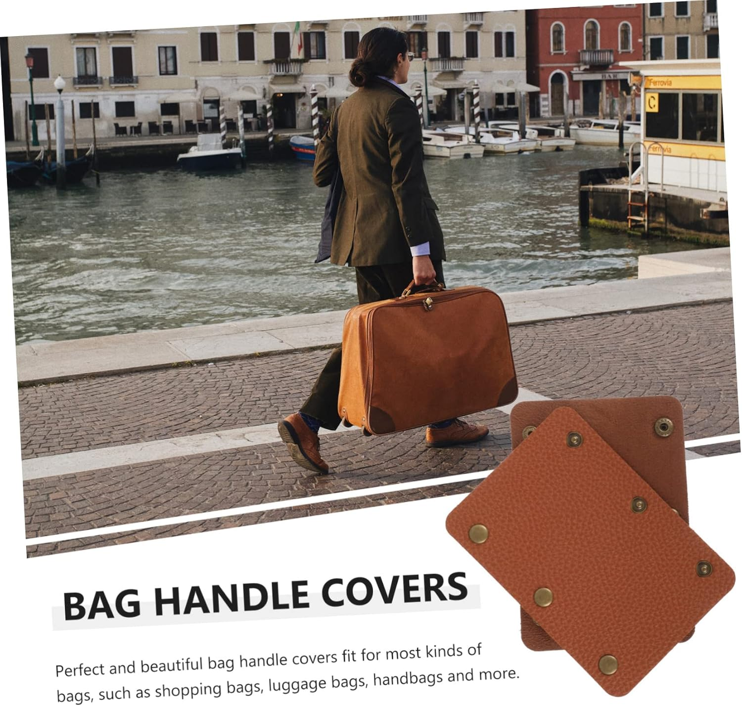 PLAFOPE 2Pcs Luggage Handle Covers Suitcase Handle Wrap Pu Leather Grip for Protection image number 3