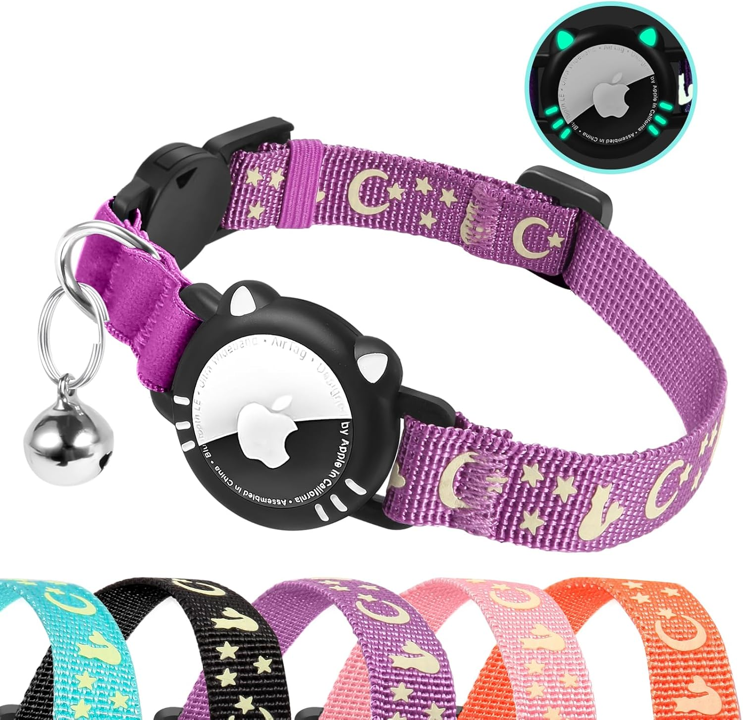 Agoumlux Airtag Cat Collar Compatible with Apple Air Tag with Reflective Safety Buckle for Kitten
